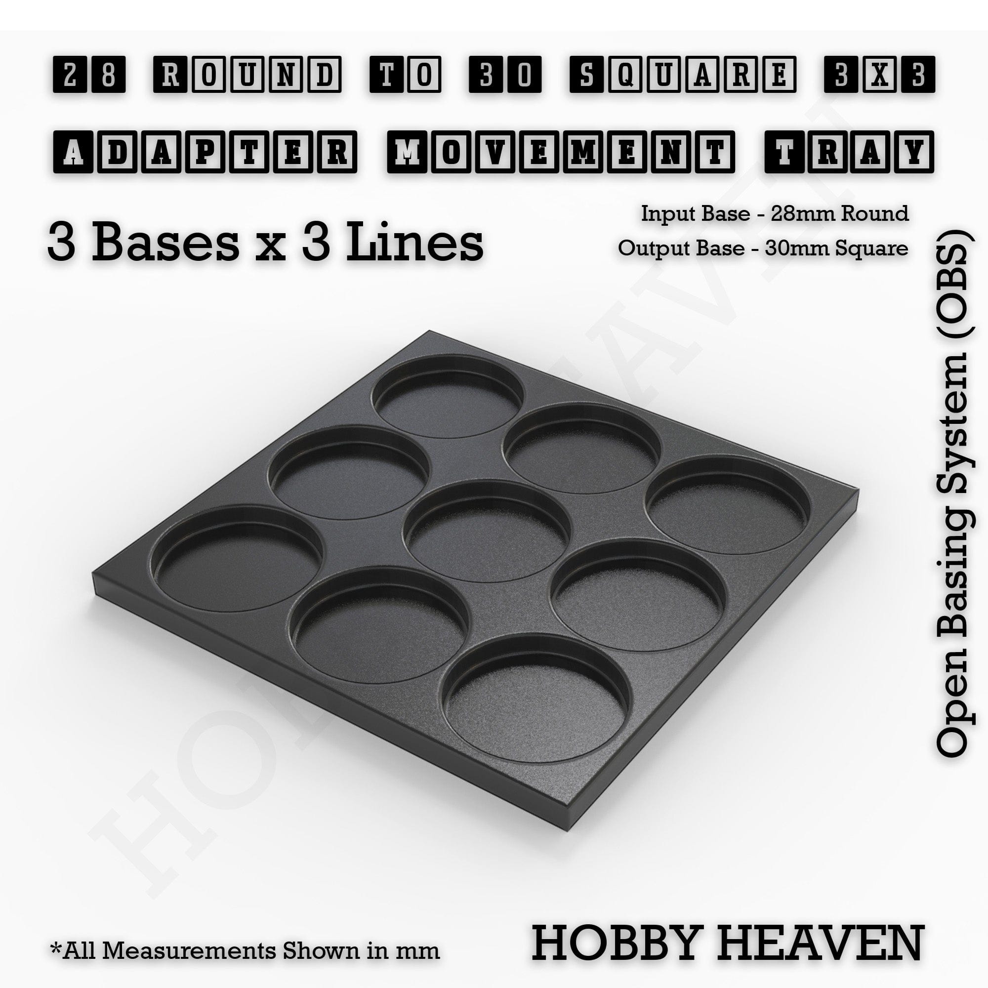 Movement Tray Round to Square Movement Trays Adapters for Tabletop Games
