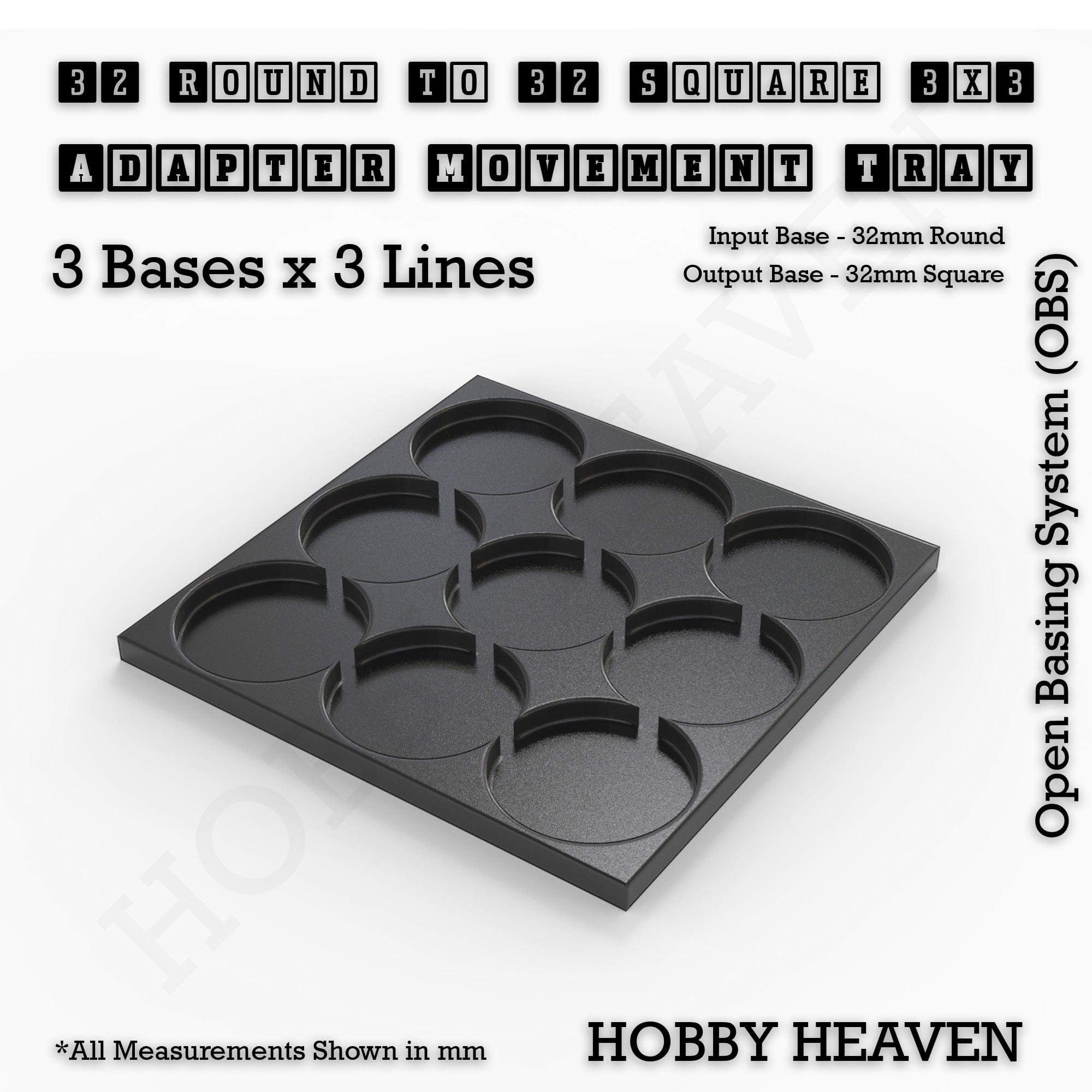 Movement Tray Round to Square Movement Trays Adapters for Tabletop Games