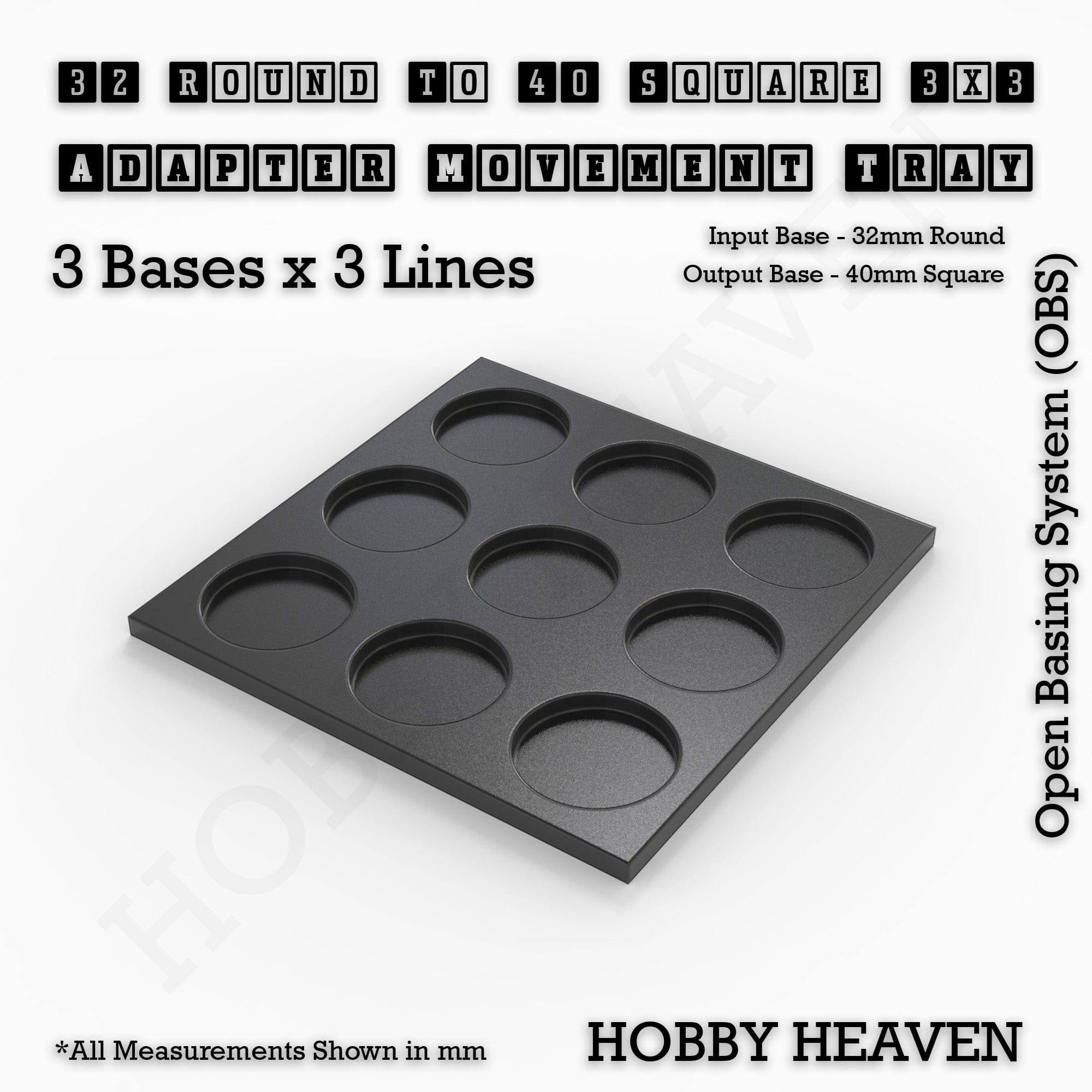 Movement Tray Round to Square Movement Trays Adapters for Tabletop Games
