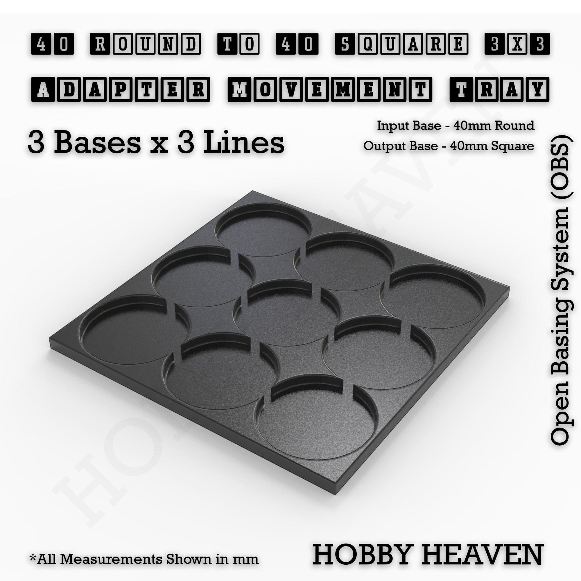 Movement Tray Round to Square Movement Trays Adapters for Tabletop Games