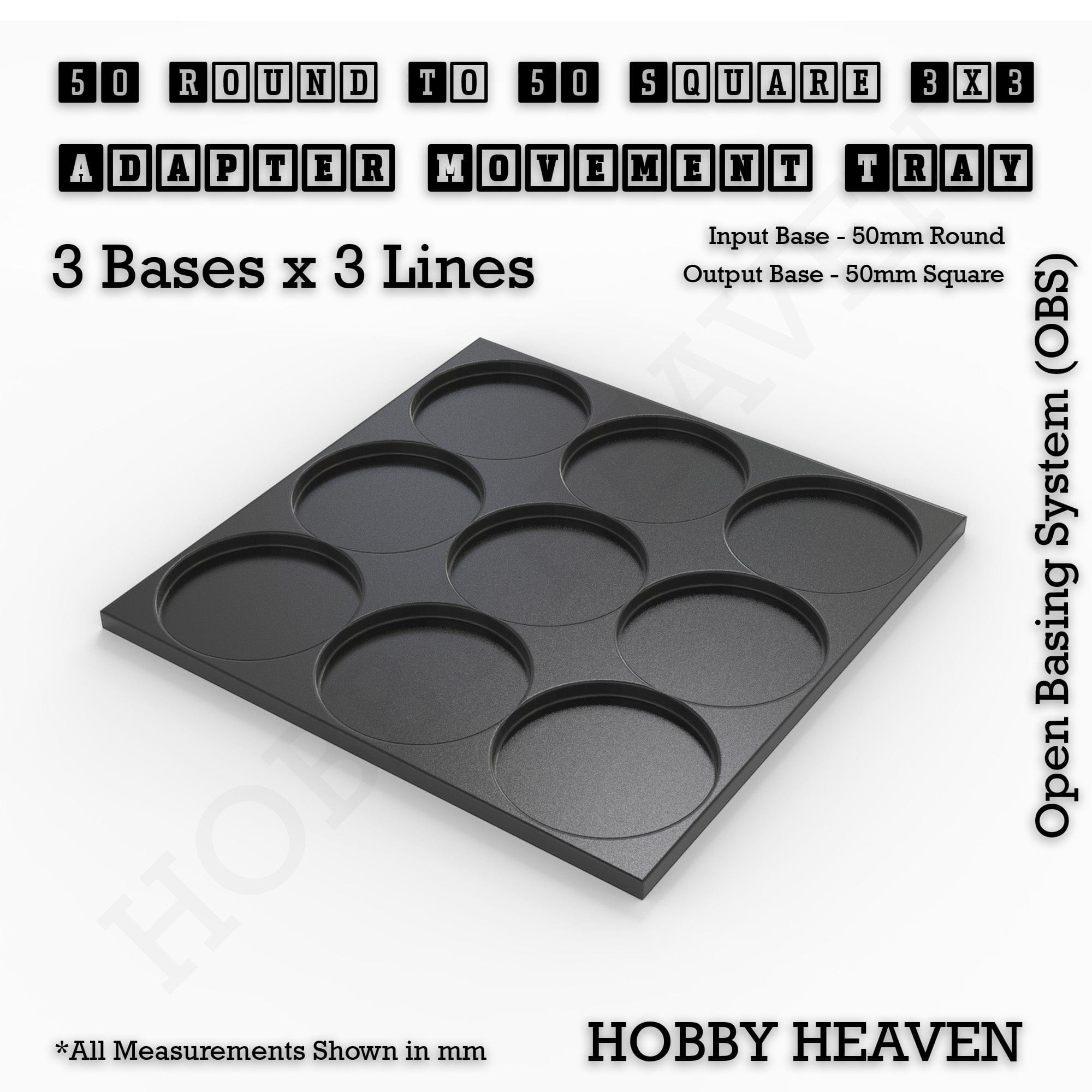 Movement Tray Round to Square Movement Trays Adapters for Tabletop Games