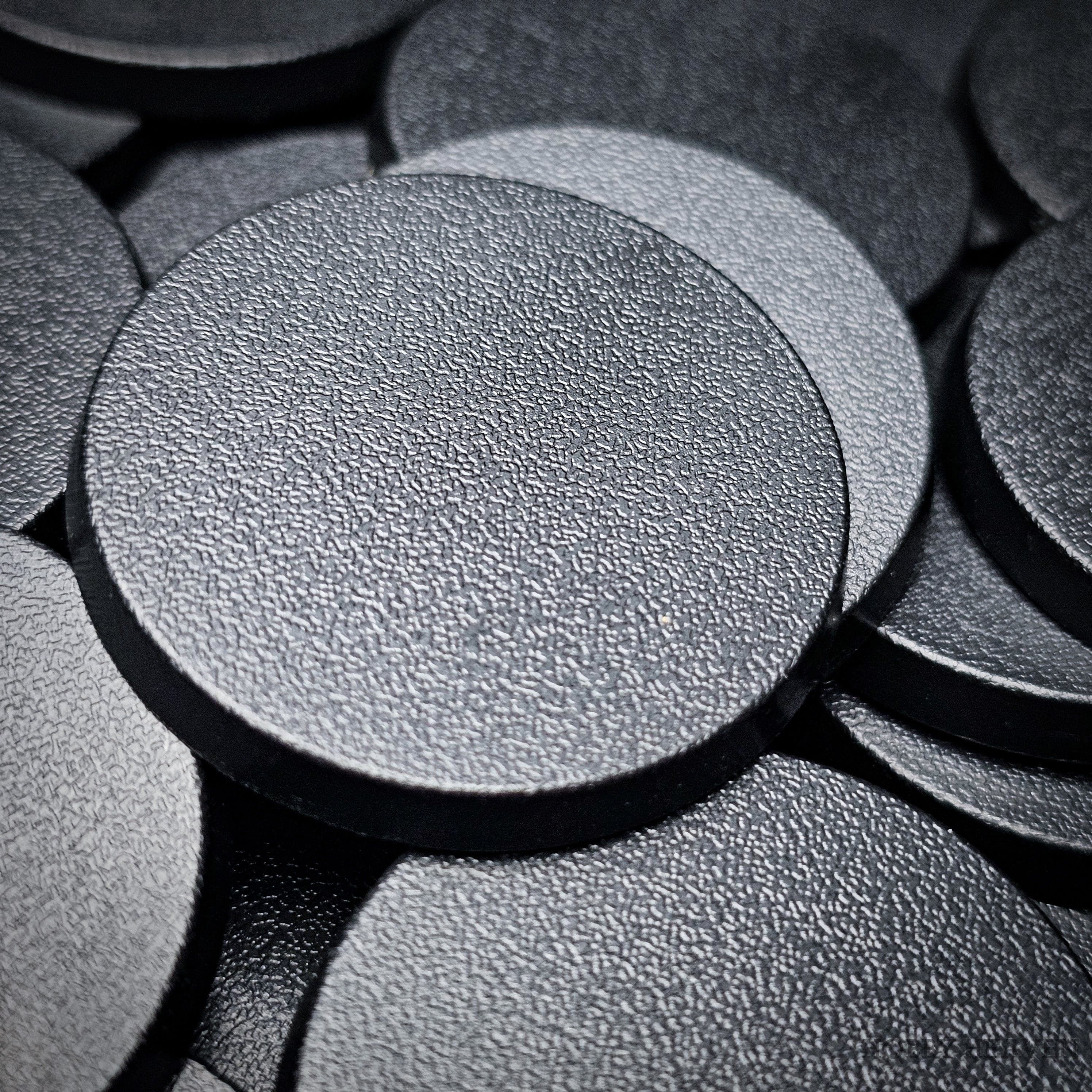 Base 40mm Round Bases | Plain Black Plastic Bases for Wargames| Miniature Wargaming Bases