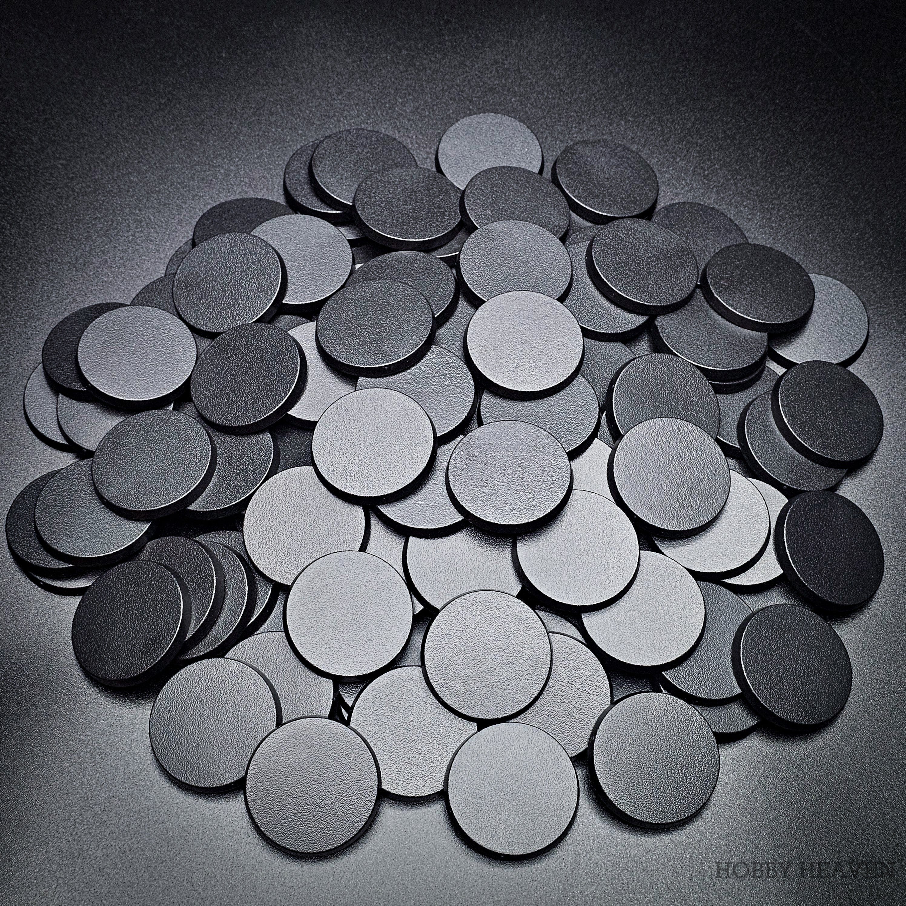 Base 40mm Round Bases | Plain Black Plastic Bases for Wargames| Miniature Wargaming Bases