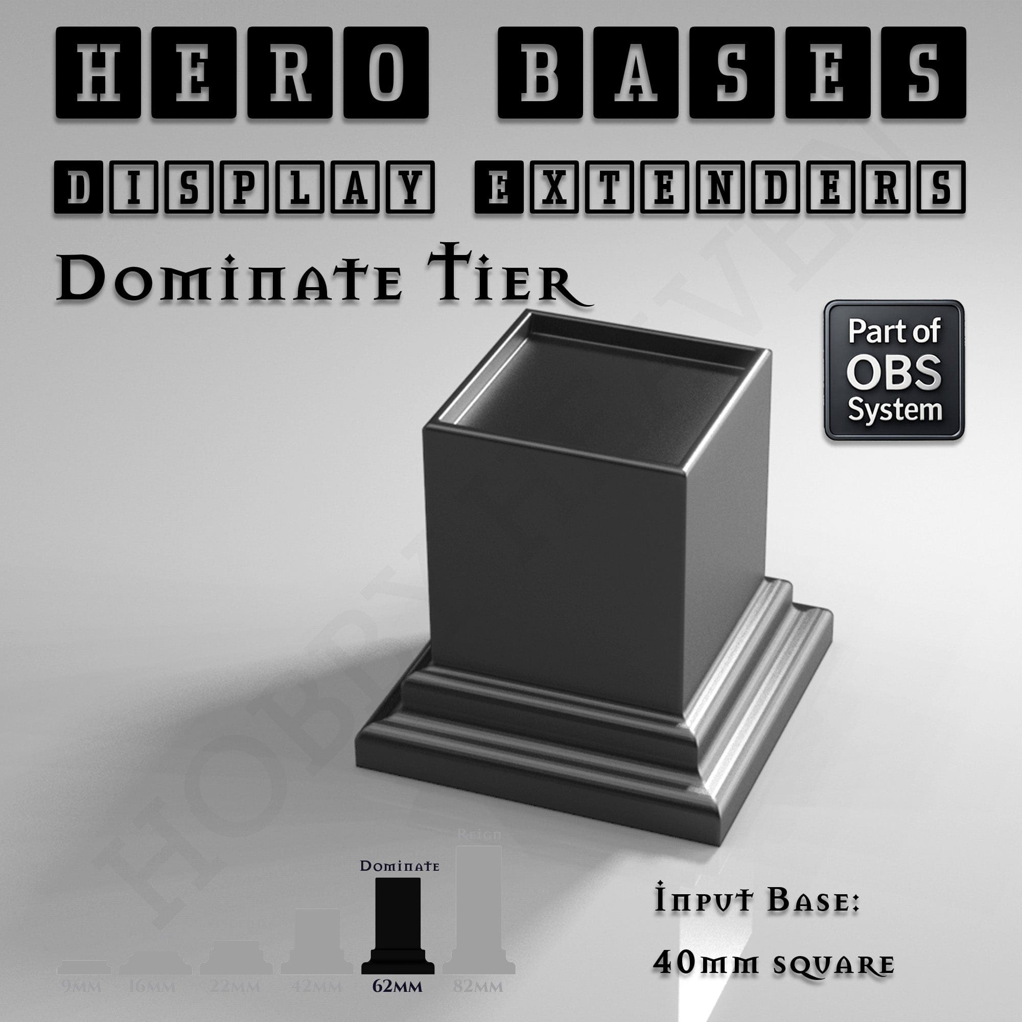 Plastic Bases Hero Bases Display Extenders | Squares and Rectangles | Convert Gaming Bases to Display Bases & Plinths