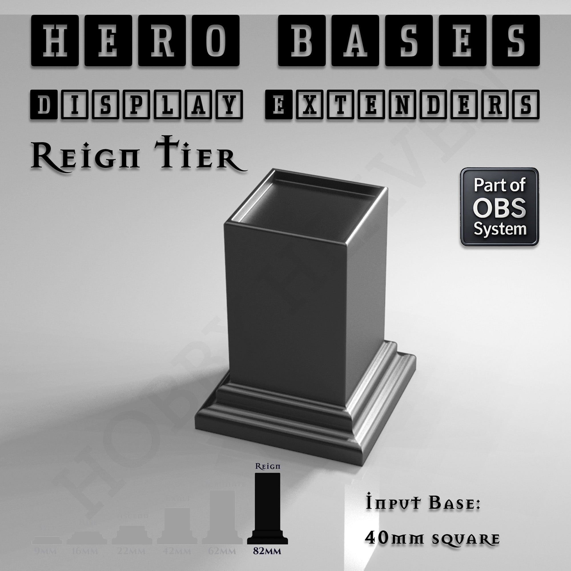 Plastic Bases Hero Bases Display Extenders | Squares and Rectangles | Convert Gaming Bases to Display Bases & Plinths
