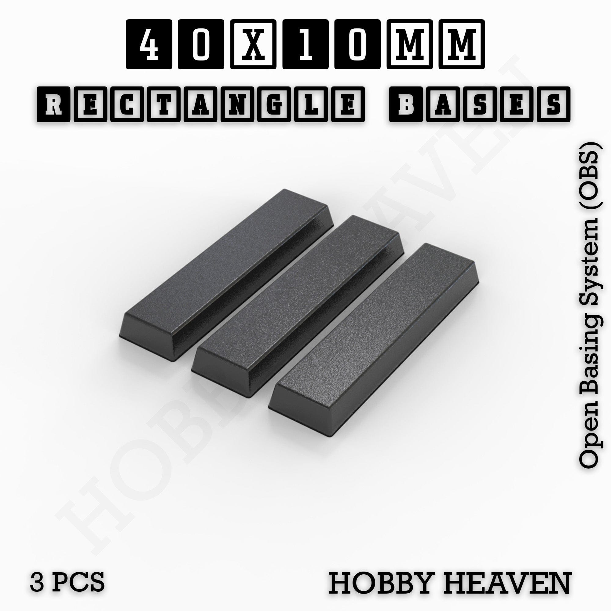Base Rectangle Bases Range Sizes - 75x30mm to 125x40mm Medium Sizes 3d Print Full Range Tabletop Games