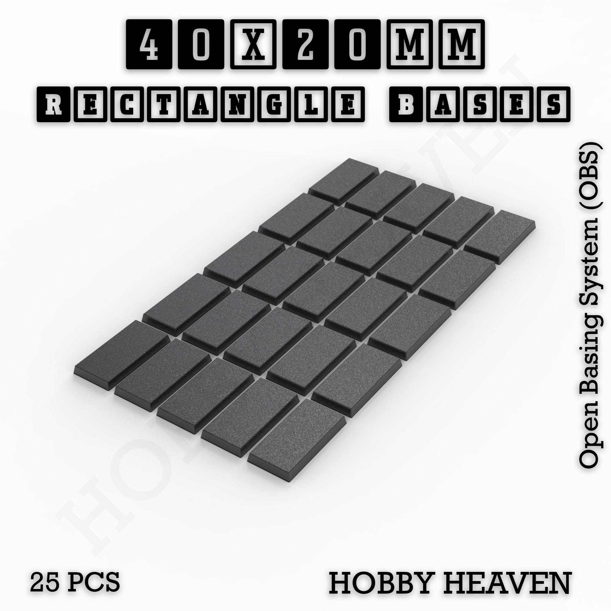 Base Rectangle Bases Range Sizes - 75x30mm to 125x40mm Medium Sizes 3d Print Full Range Tabletop Games