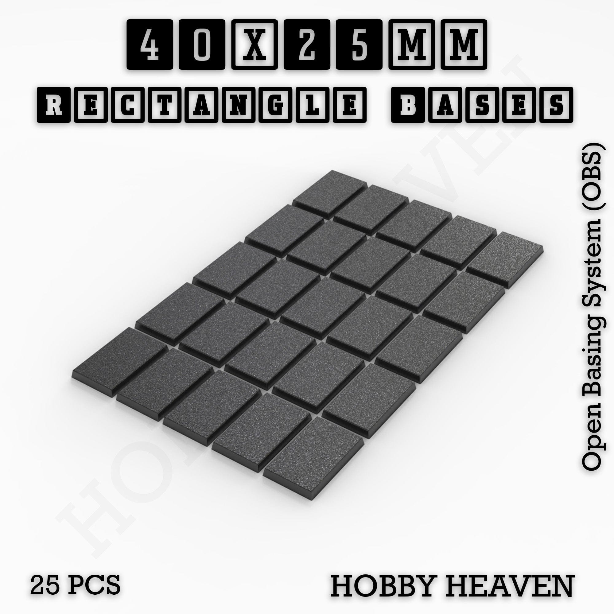 Base Rectangle Bases Range Sizes - 75x30mm to 125x40mm Medium Sizes 3d Print Full Range Tabletop Games