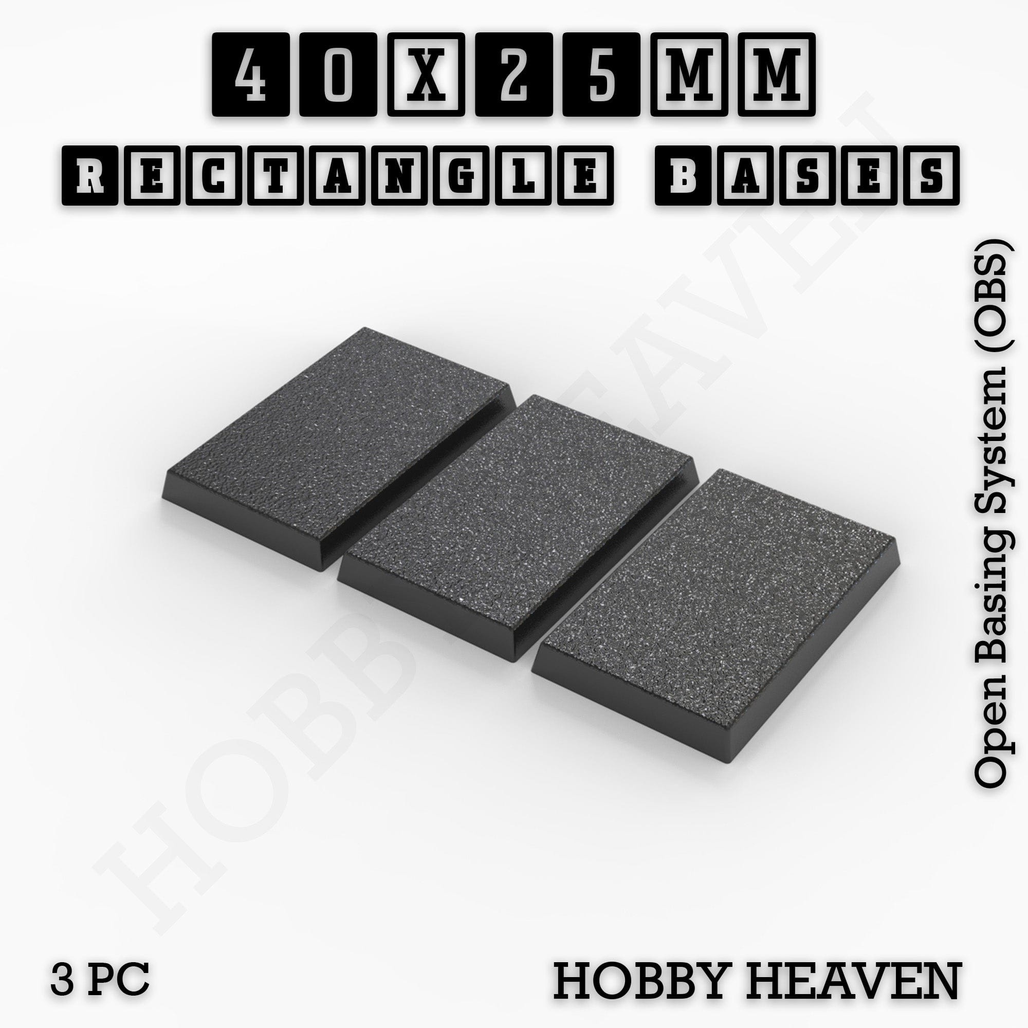 Base Rectangle Bases Range Sizes - 75x30mm to 125x40mm Medium Sizes 3d Print Full Range Tabletop Games