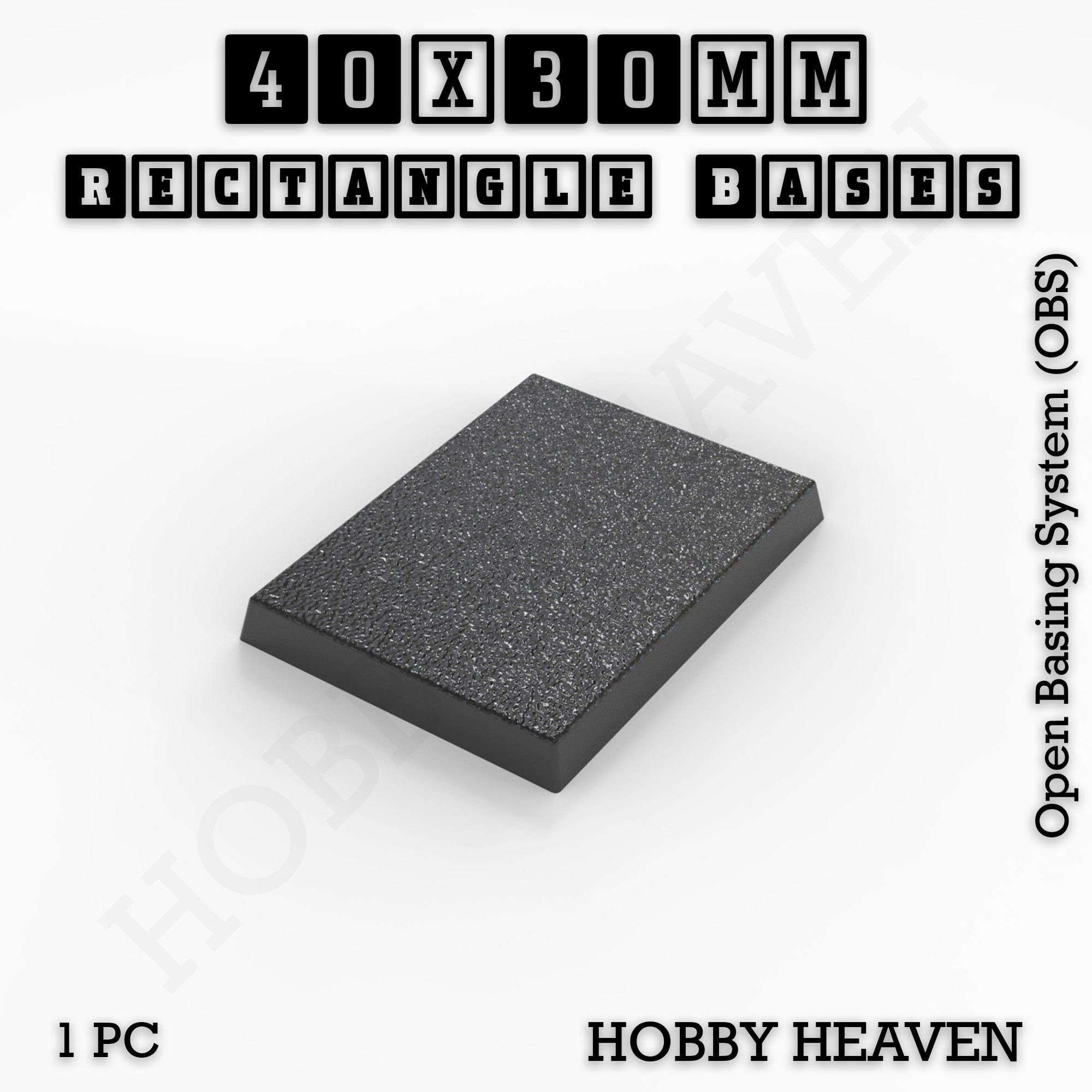 Base Rectangle Bases Range Sizes - 75x30mm to 125x40mm Medium Sizes 3d Print Full Range Tabletop Games