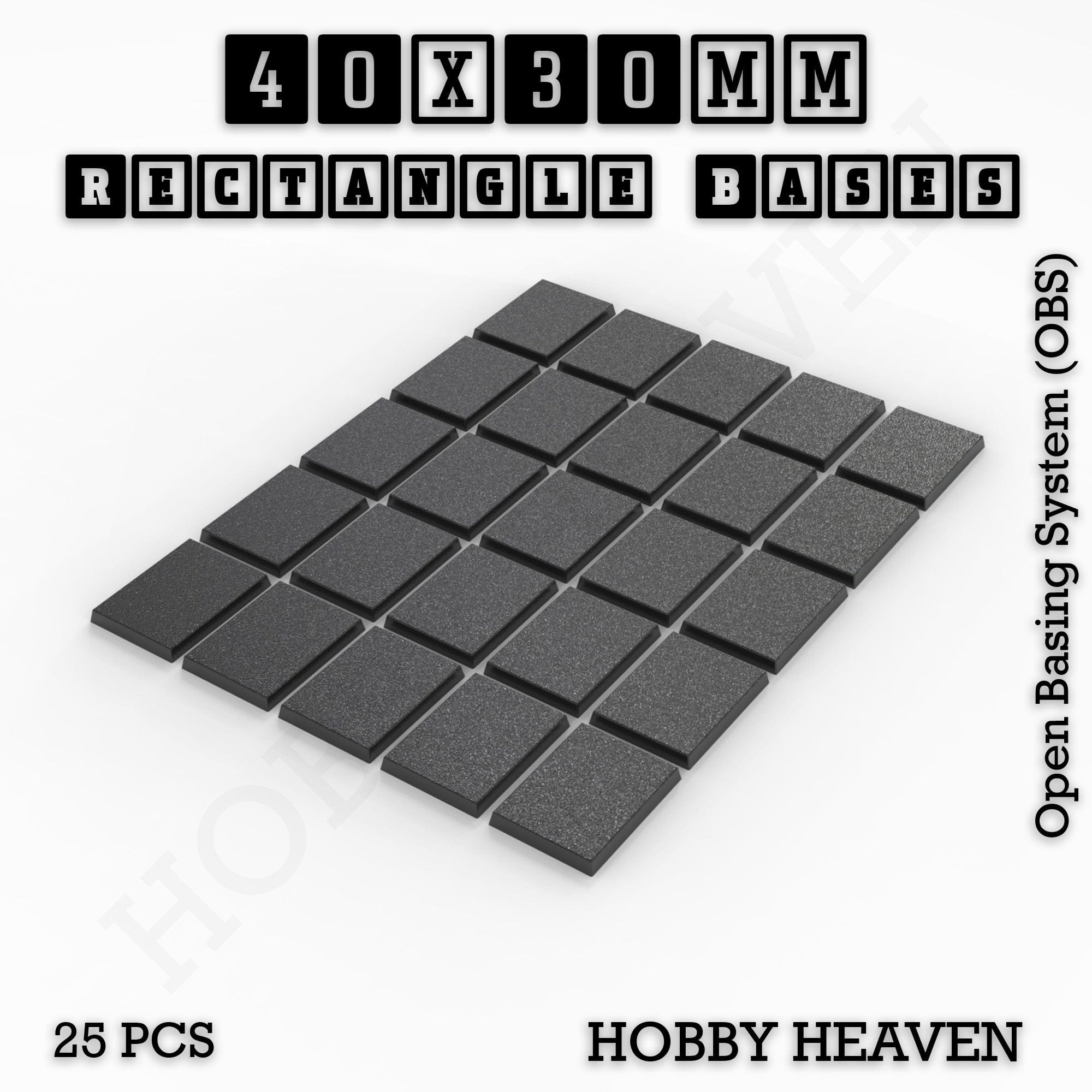 Base Rectangle Bases Range Sizes - 75x30mm to 125x40mm Medium Sizes 3d Print Full Range Tabletop Games