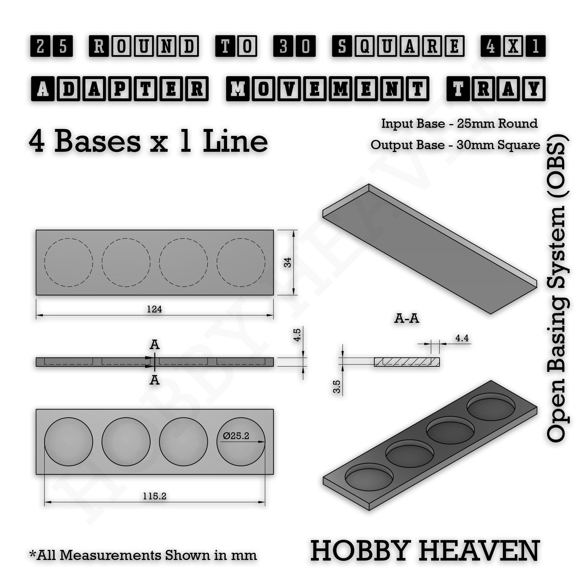 Movement Tray Round to Square Movement Trays Adapters for Tabletop Games