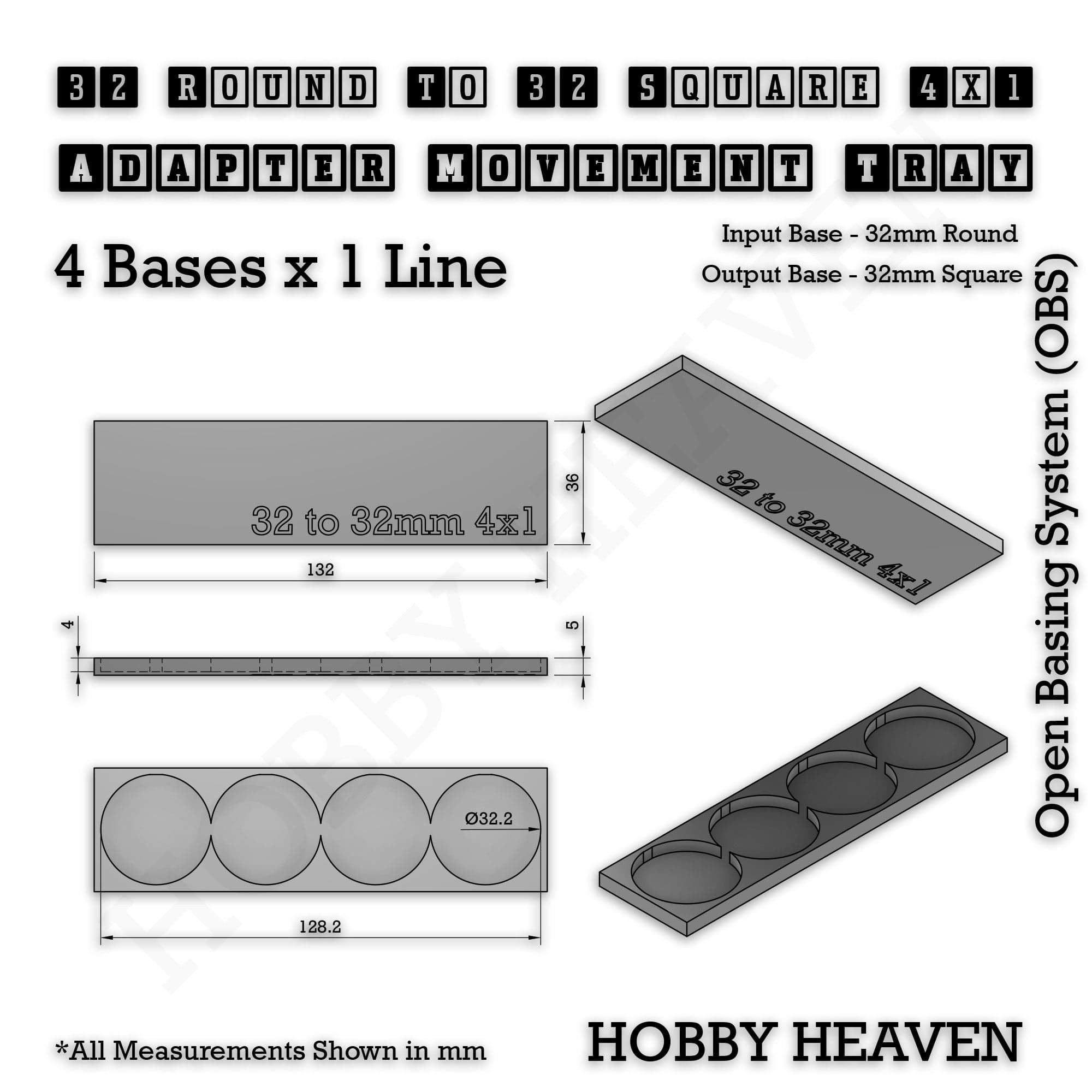 Movement Tray Round to Square Movement Trays Adapters for Tabletop Games