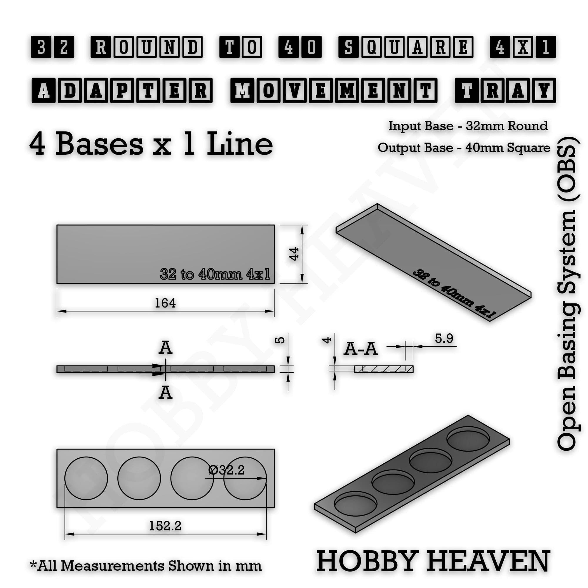 Movement Tray Round to Square Movement Trays Adapters for Tabletop Games