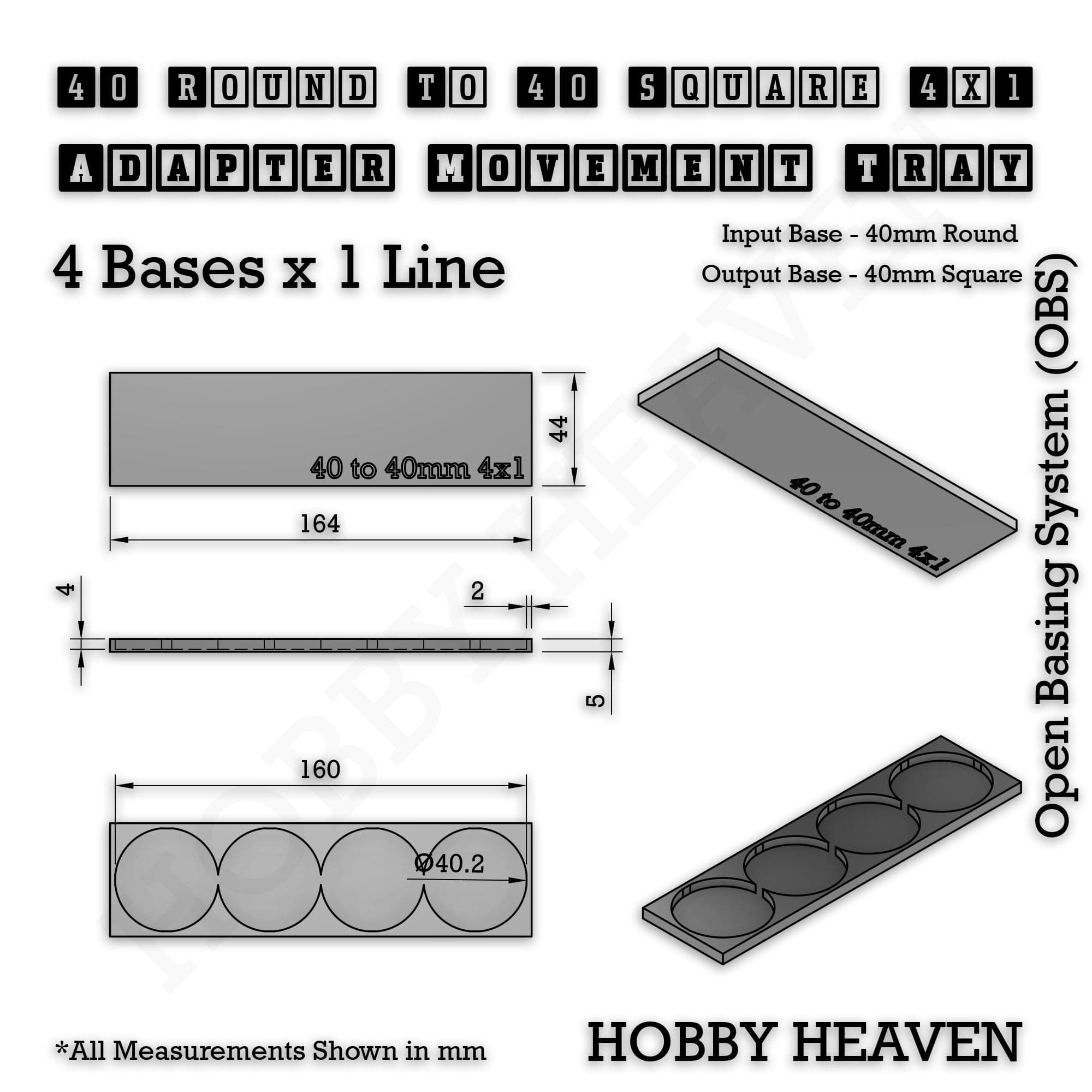 Movement Tray Round to Square Movement Trays Adapters for Tabletop Games