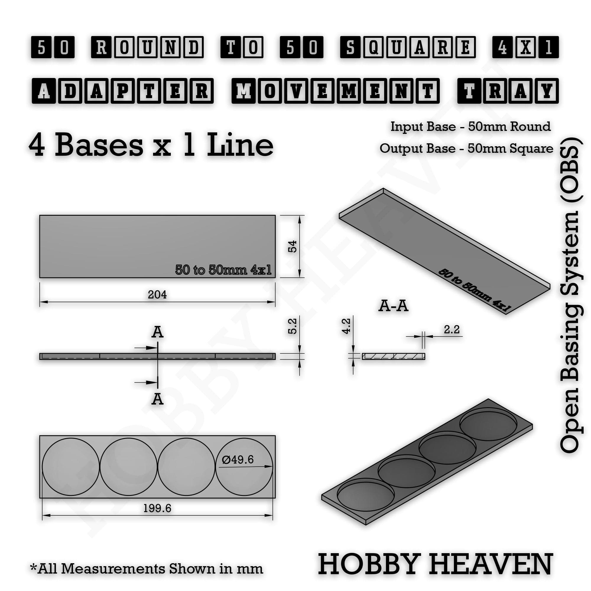 Movement Tray Round to Square Movement Trays Adapters for Tabletop Games