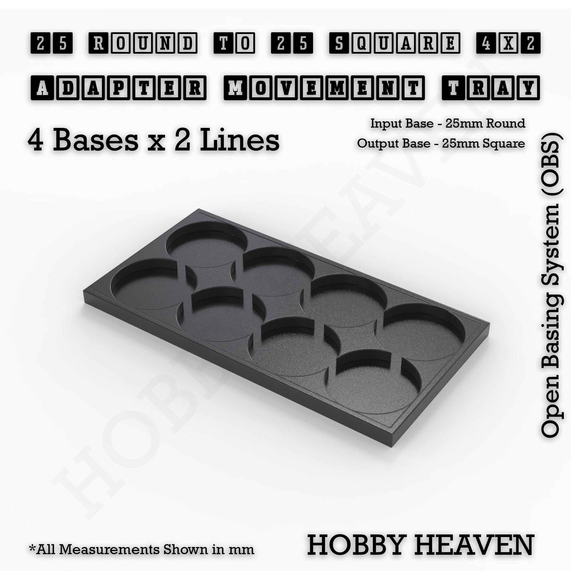 Movement Tray Round to Square Movement Trays Adapters for Tabletop Games