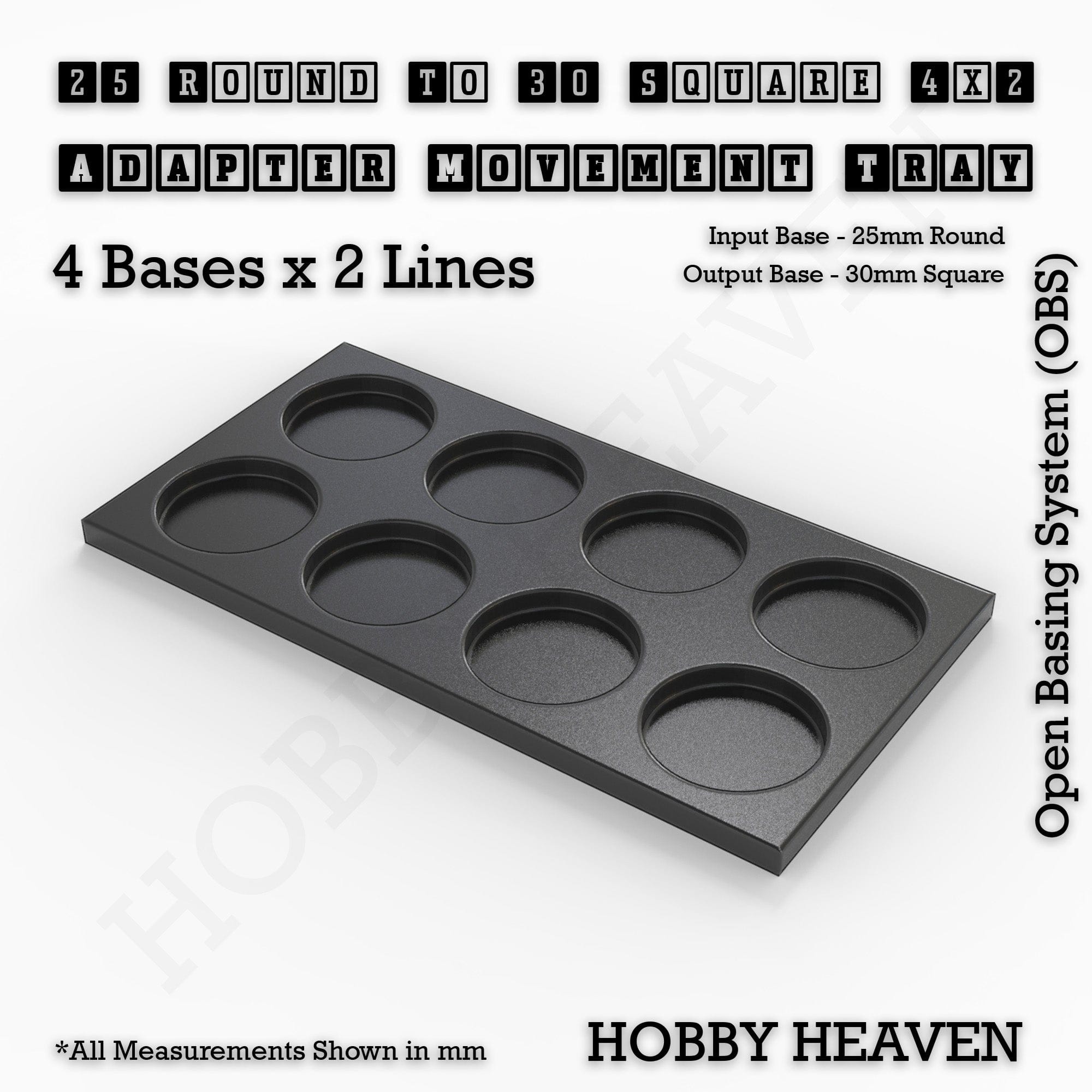 Movement Tray Round to Square Movement Trays Adapters for Tabletop Games