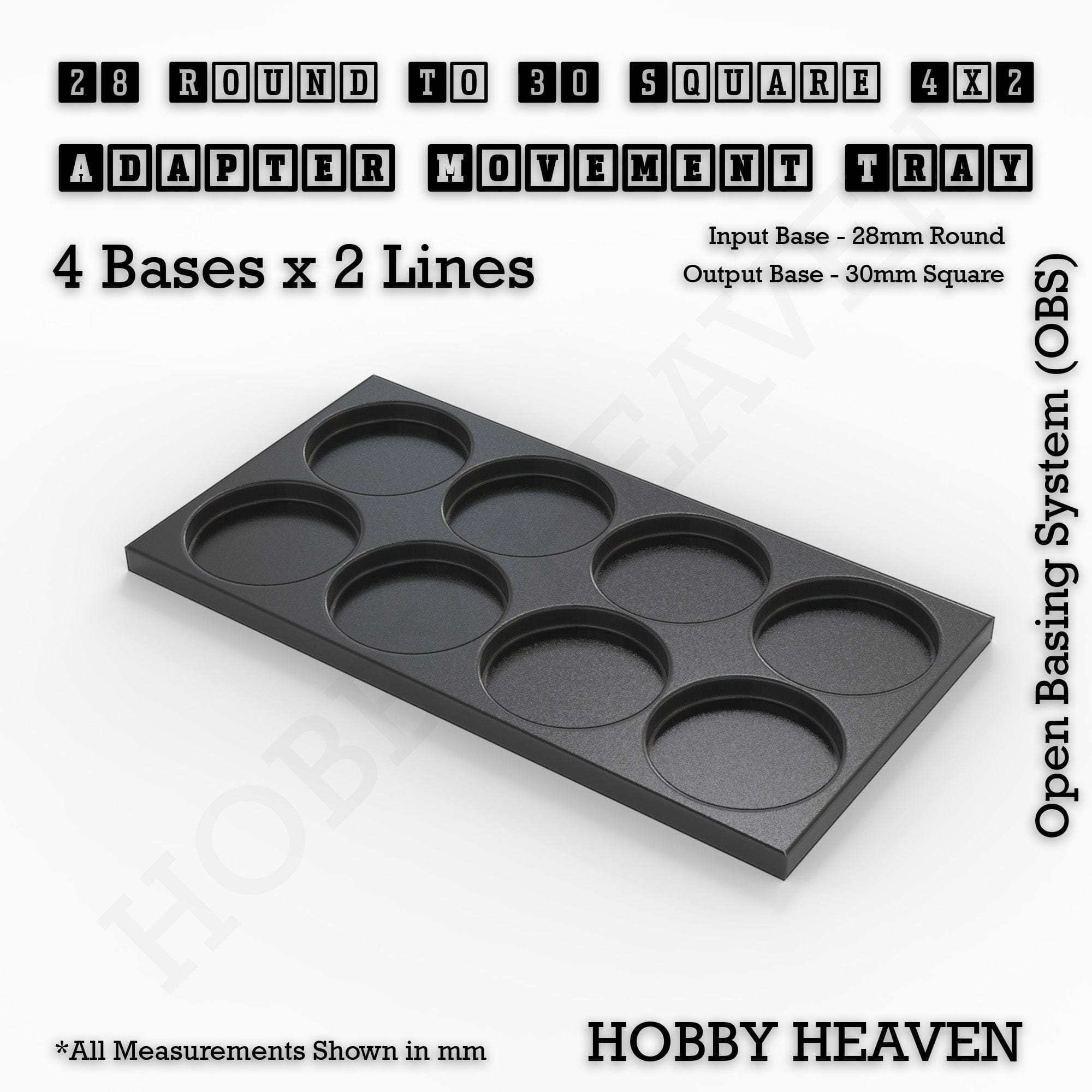 Movement Tray Round to Square Movement Trays Adapters for Tabletop Games