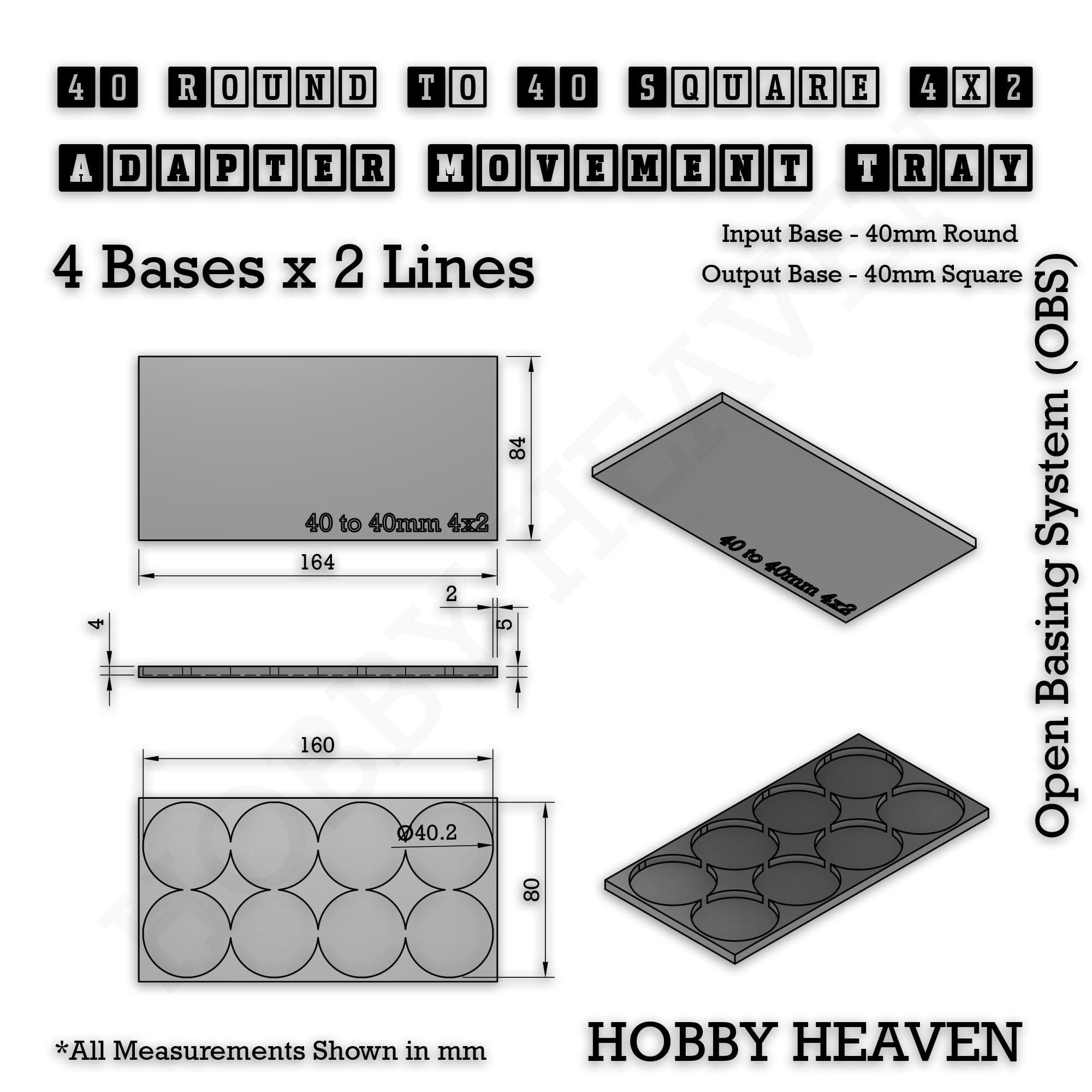 Movement Tray Round to Square Movement Trays Adapters for Tabletop Games