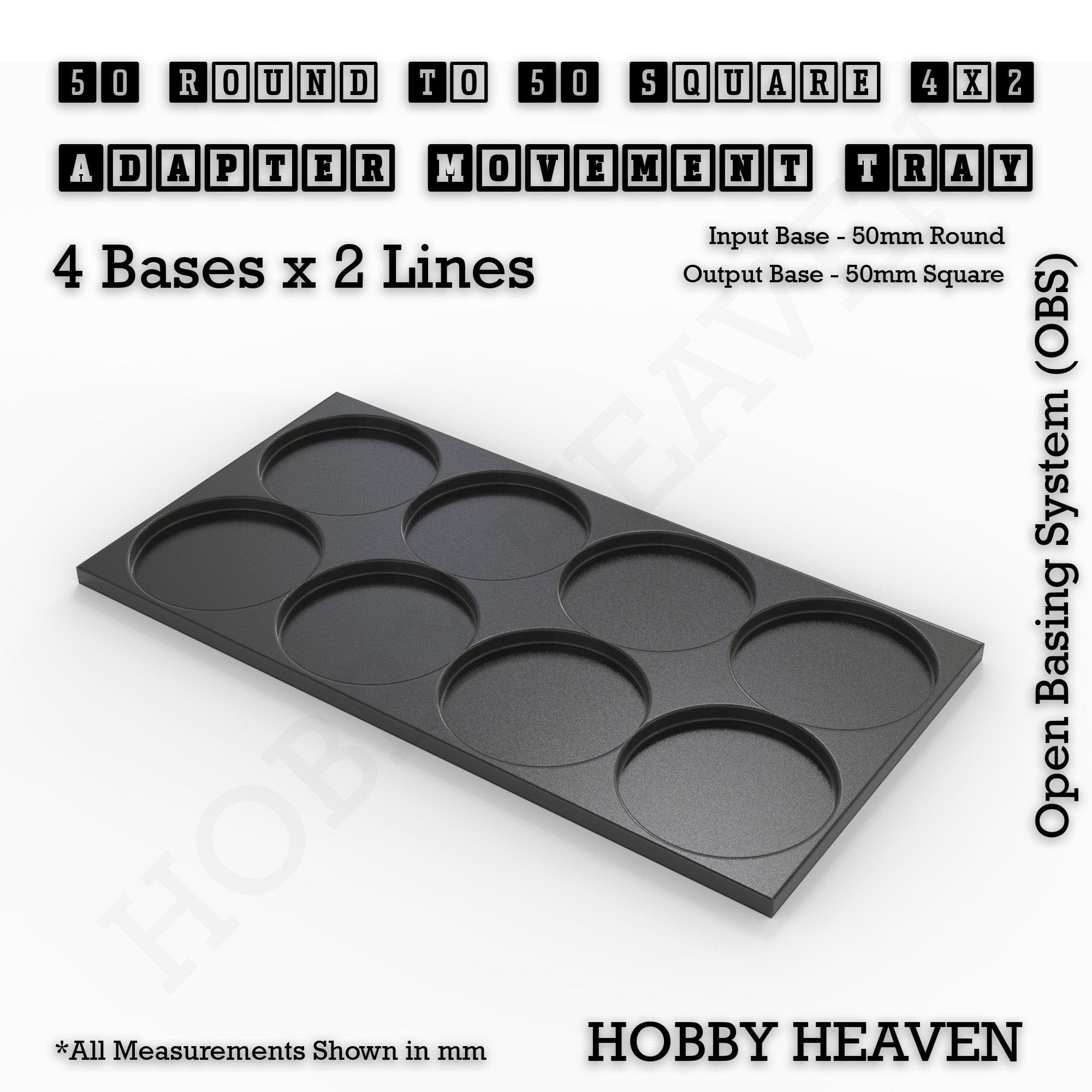 Movement Tray Round to Square Movement Trays Adapters for Tabletop Games