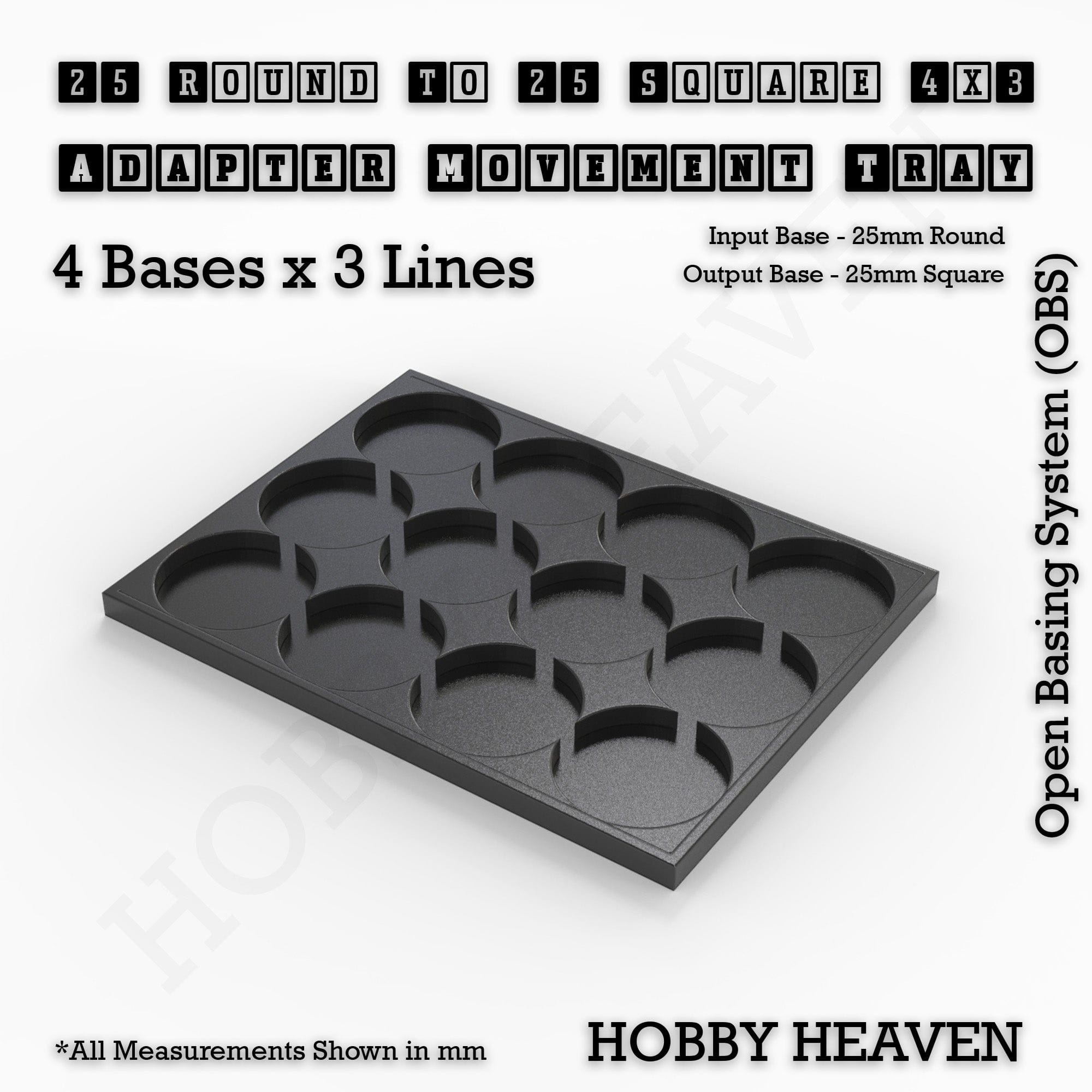 Movement Tray Round to Square Movement Trays Adapters for Tabletop Games