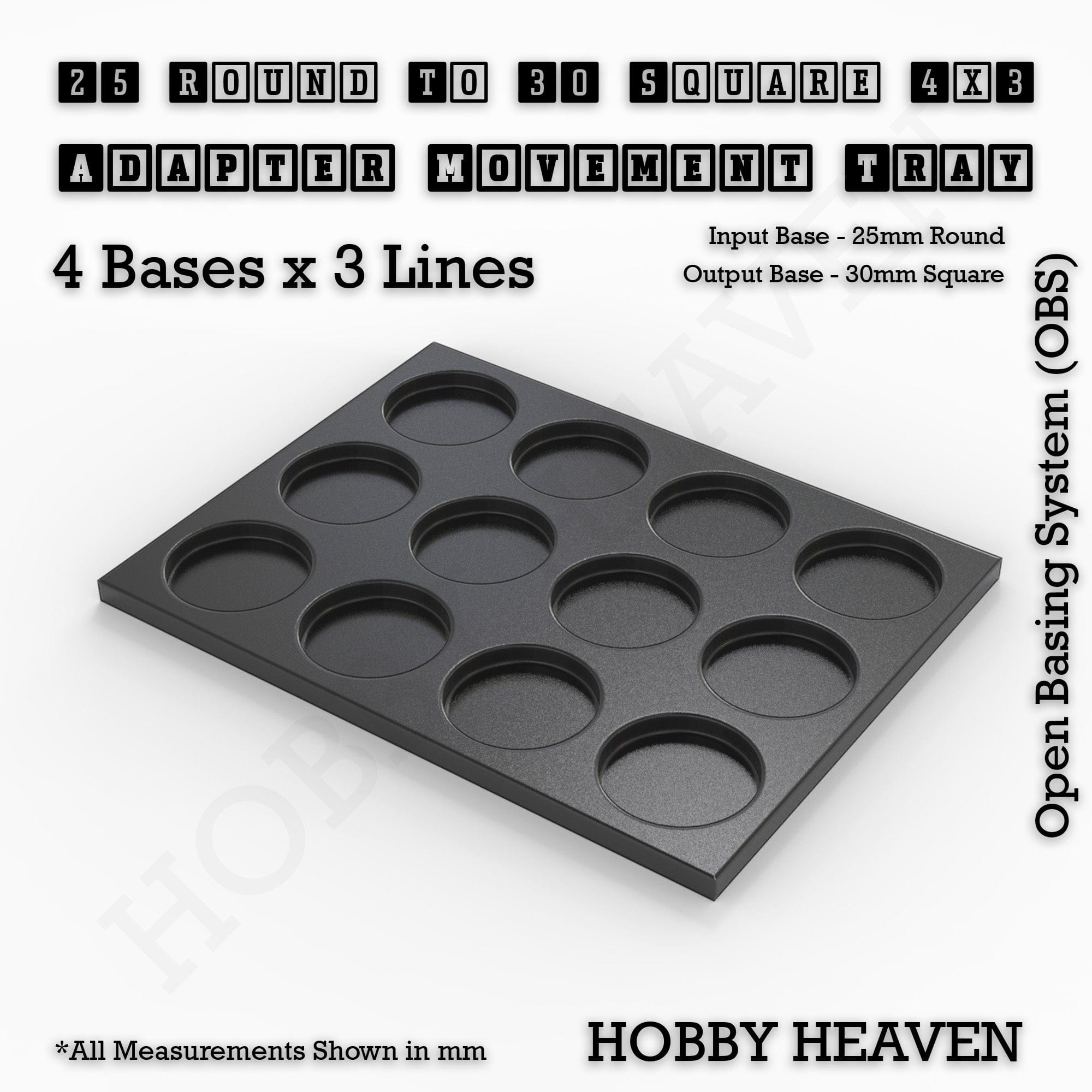 Movement Tray Round to Square Movement Trays Adapters for Tabletop Games