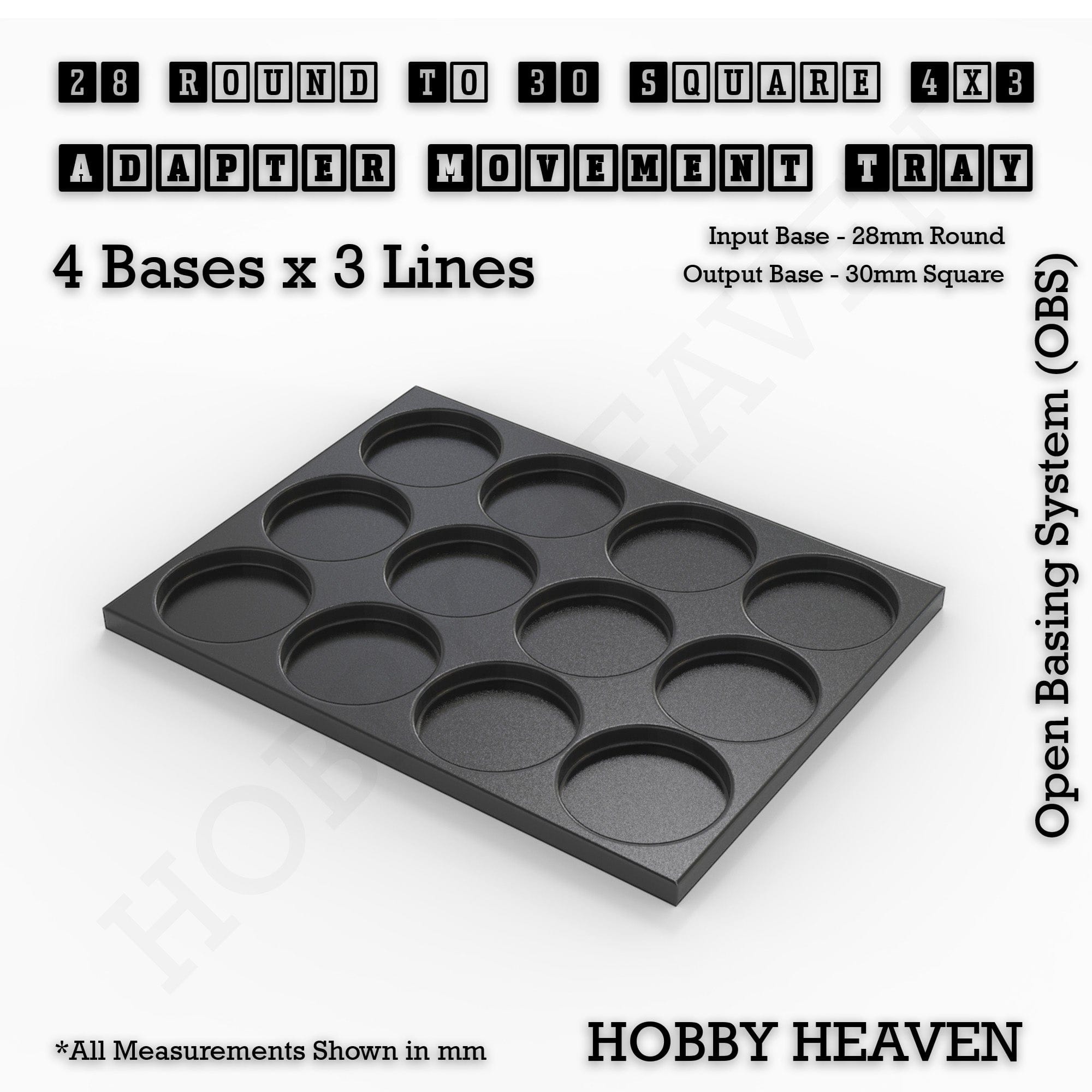 Movement Tray Round to Square Movement Trays Adapters for Tabletop Games