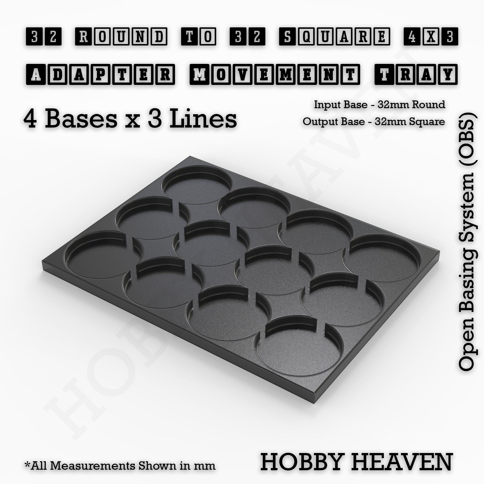 Movement Tray Round to Square Movement Trays Adapters for Tabletop Games