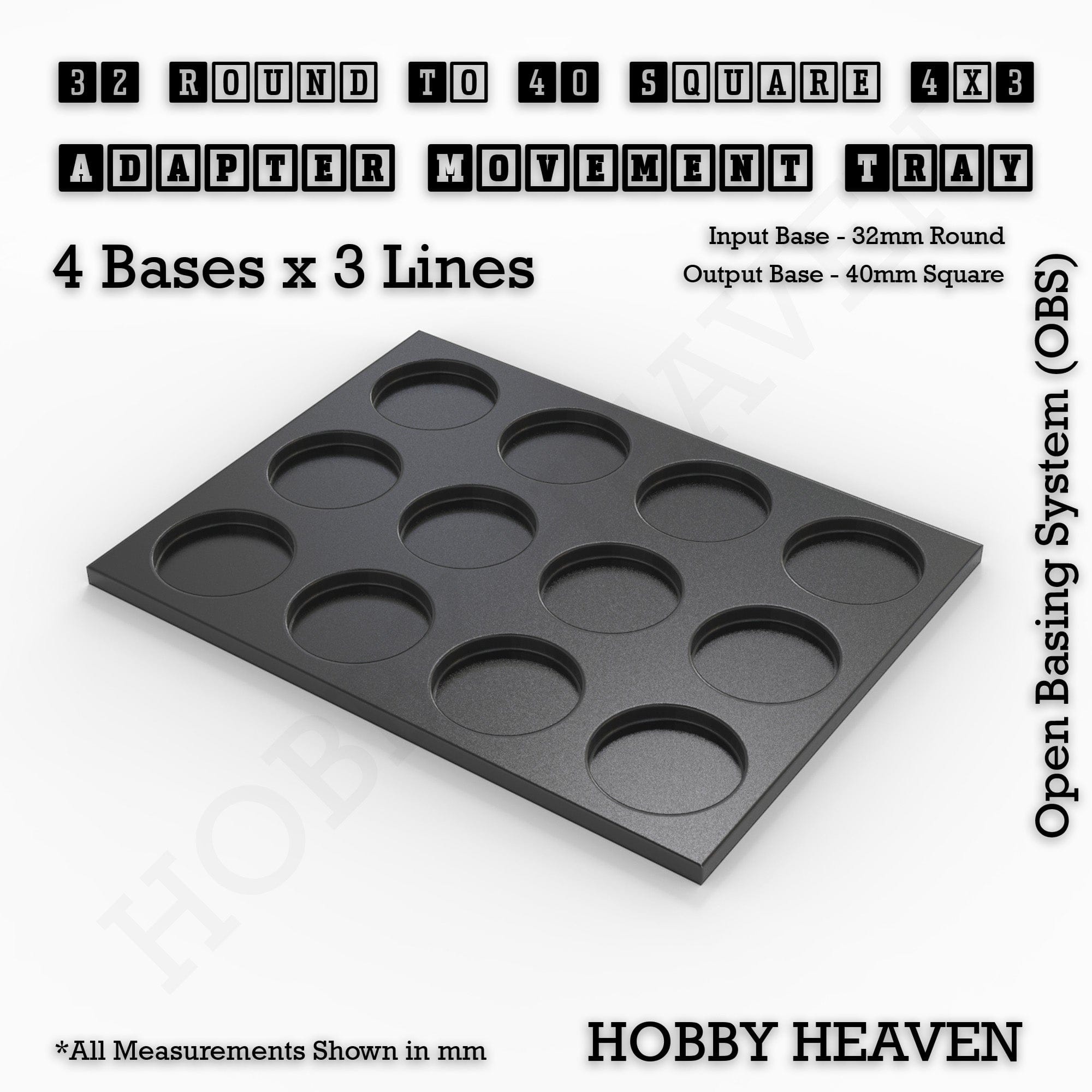 Movement Tray Round to Square Movement Trays Adapters for Tabletop Games