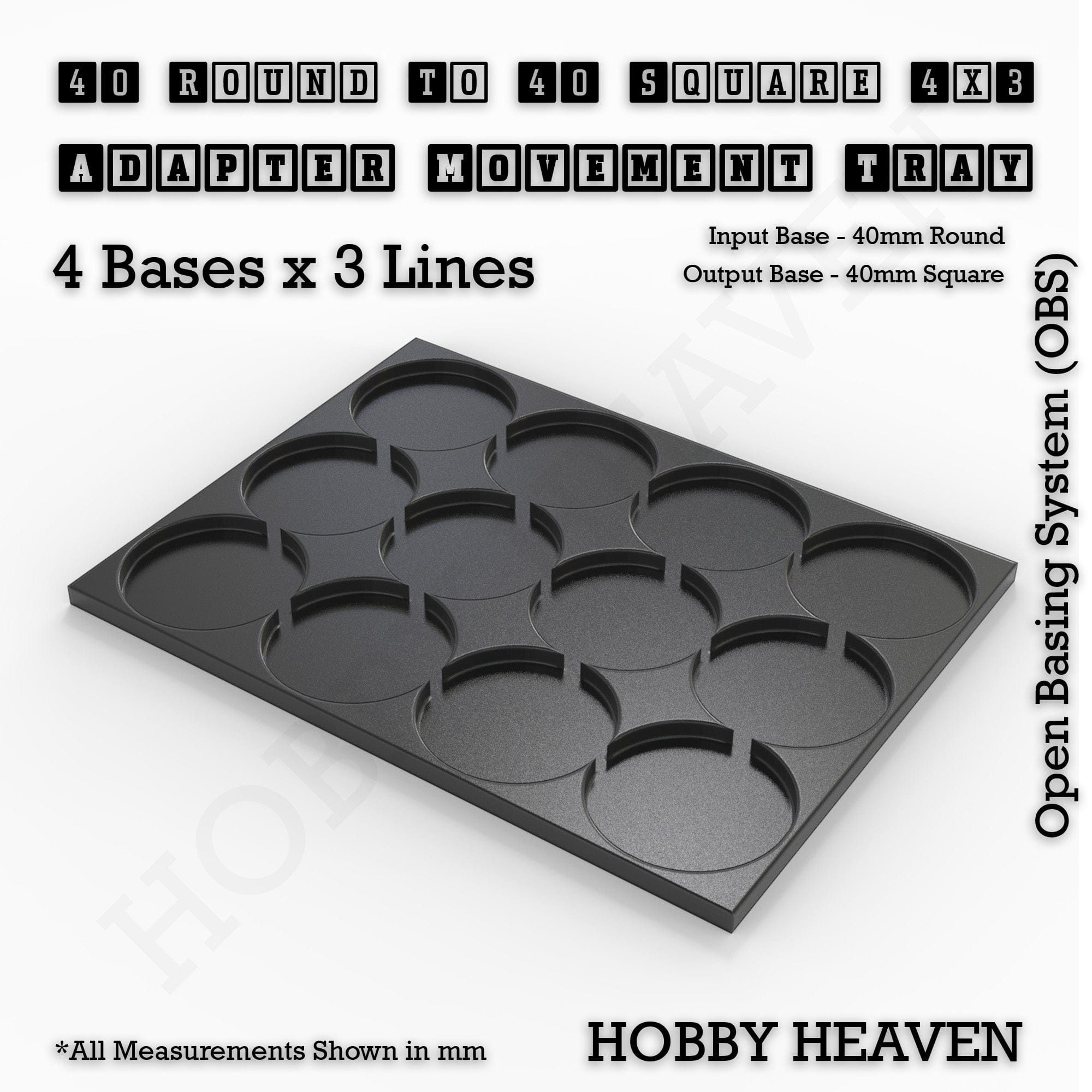 Movement Tray Round to Square Movement Trays Adapters for Tabletop Games