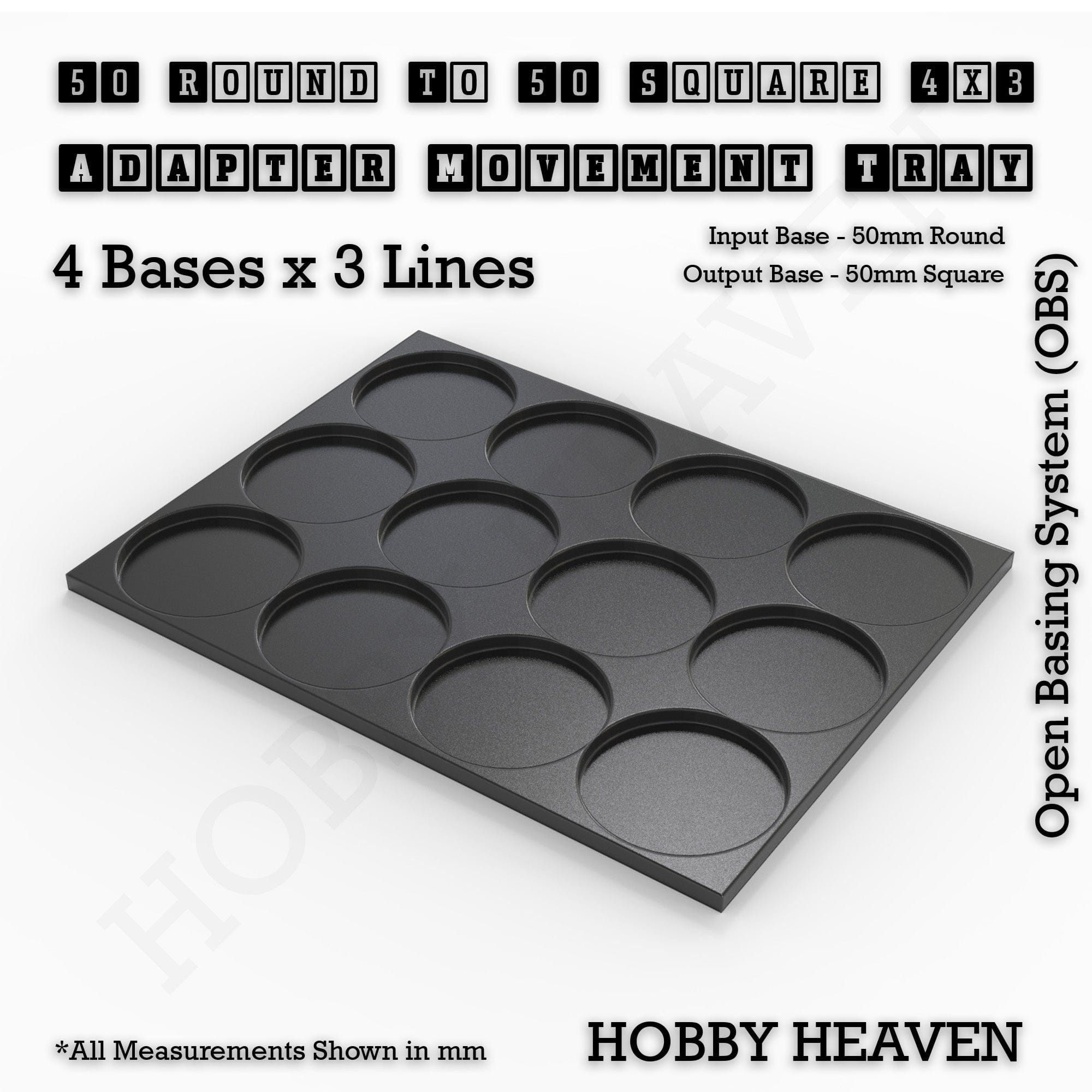 Movement Tray Round to Square Movement Trays Adapters for Tabletop Games