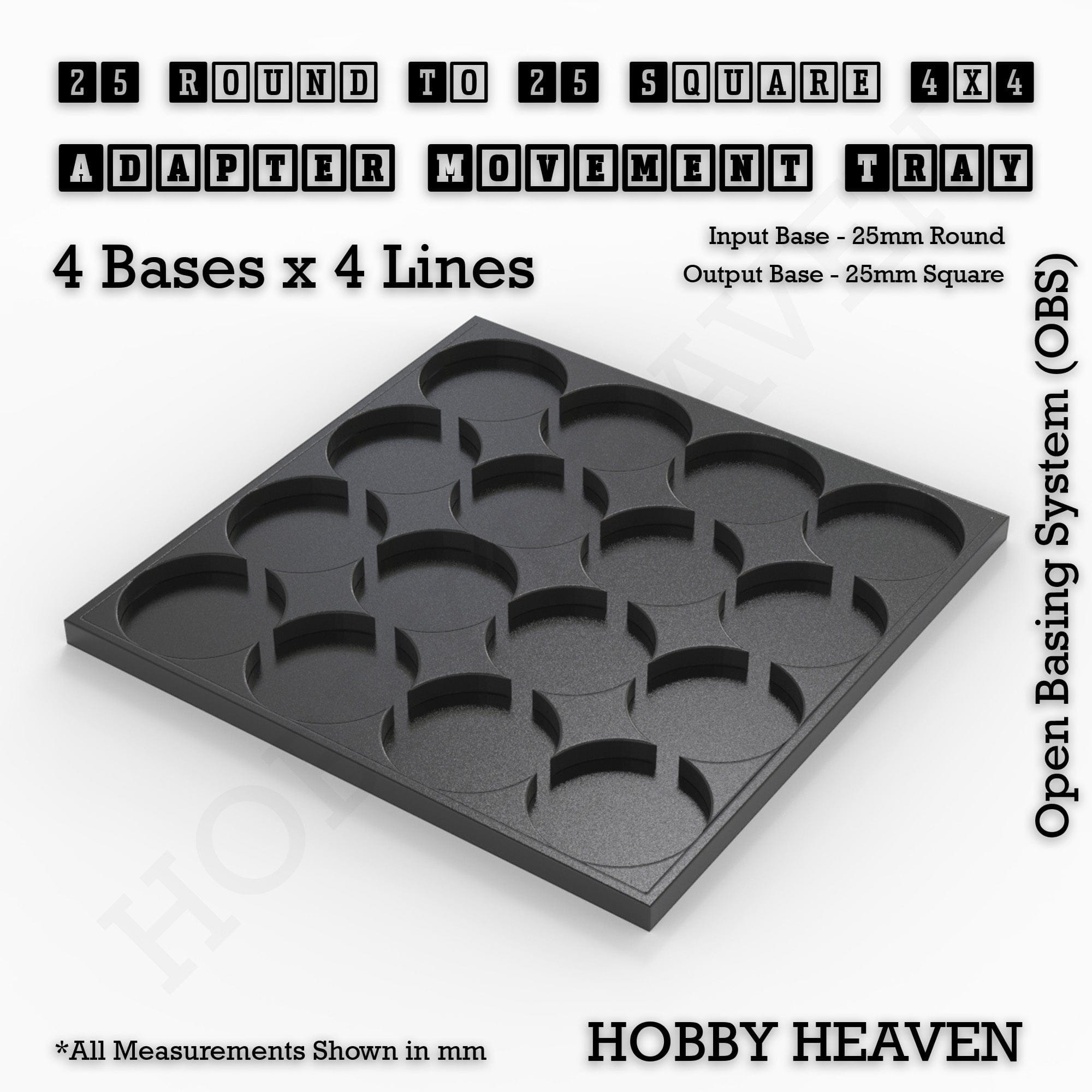 Movement Tray Round to Square Movement Trays Adapters for Tabletop Games