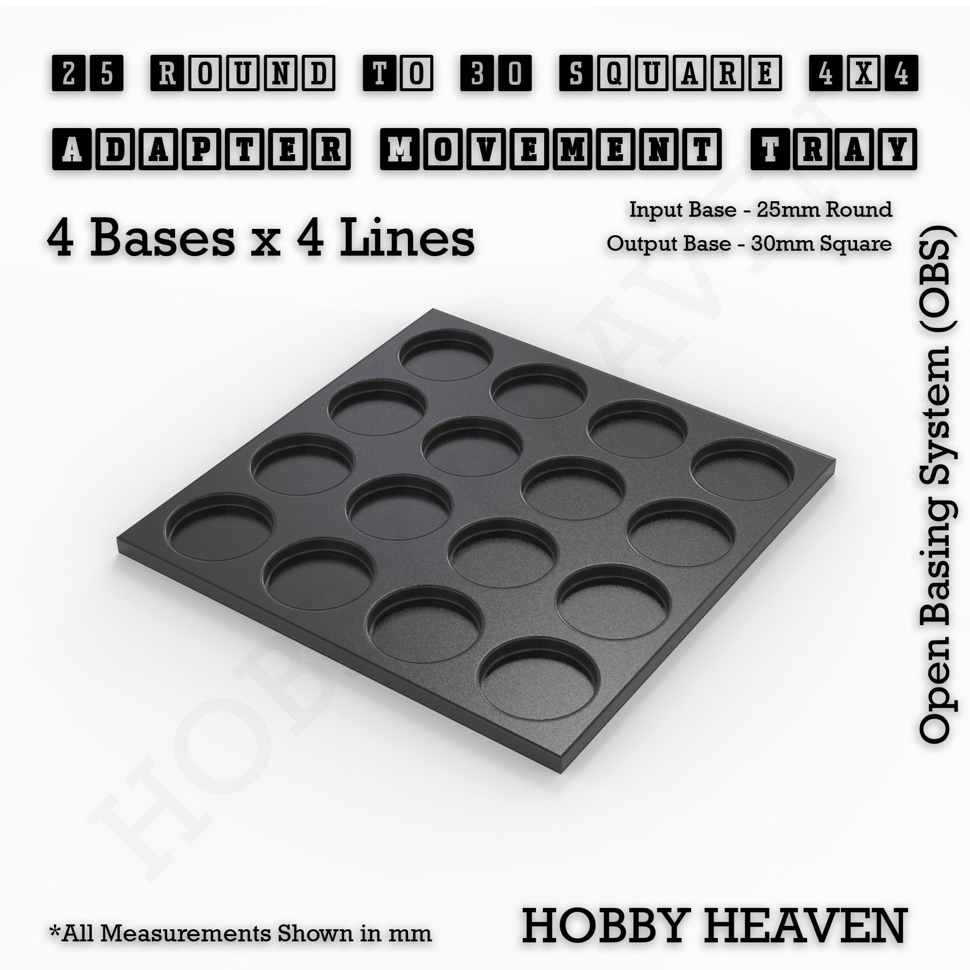 Movement Tray Round to Square Movement Trays Adapters for Tabletop Games