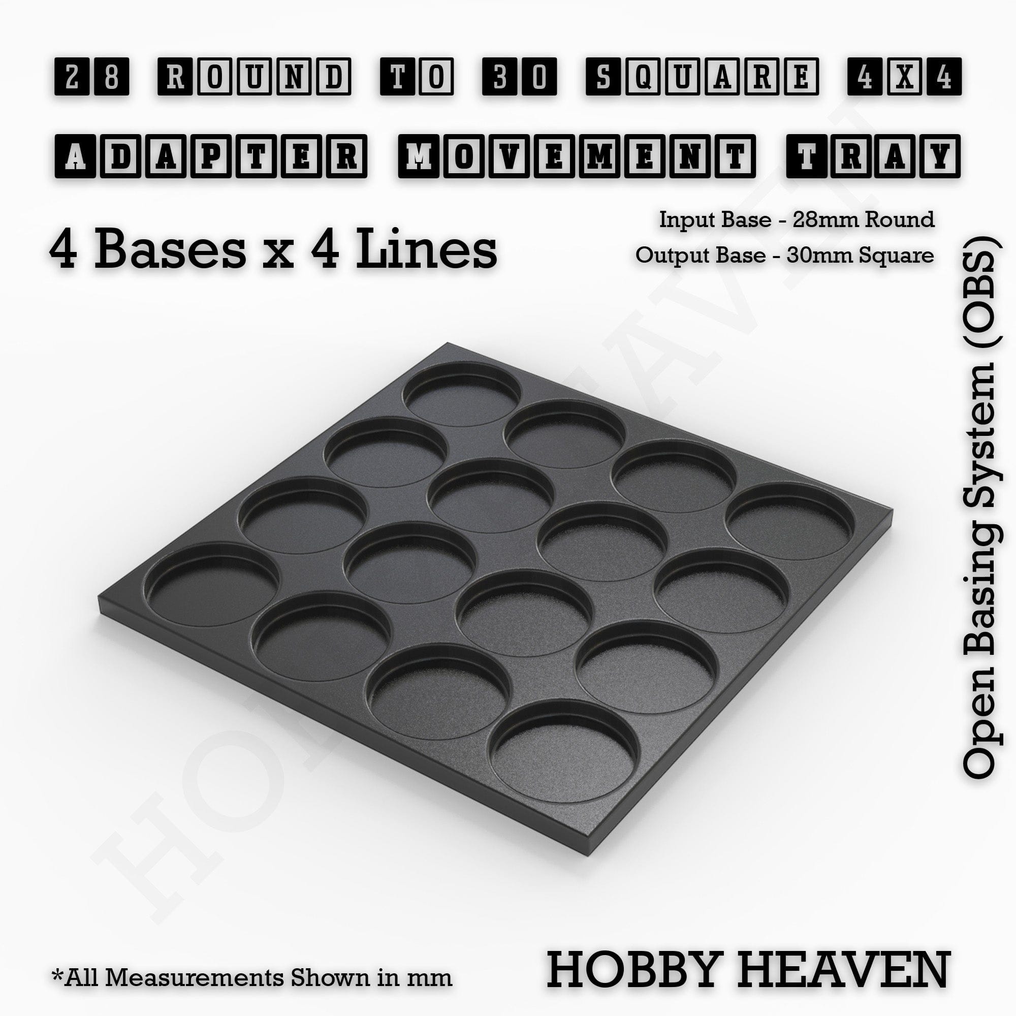 Movement Tray Round to Square Movement Trays Adapters for Tabletop Games