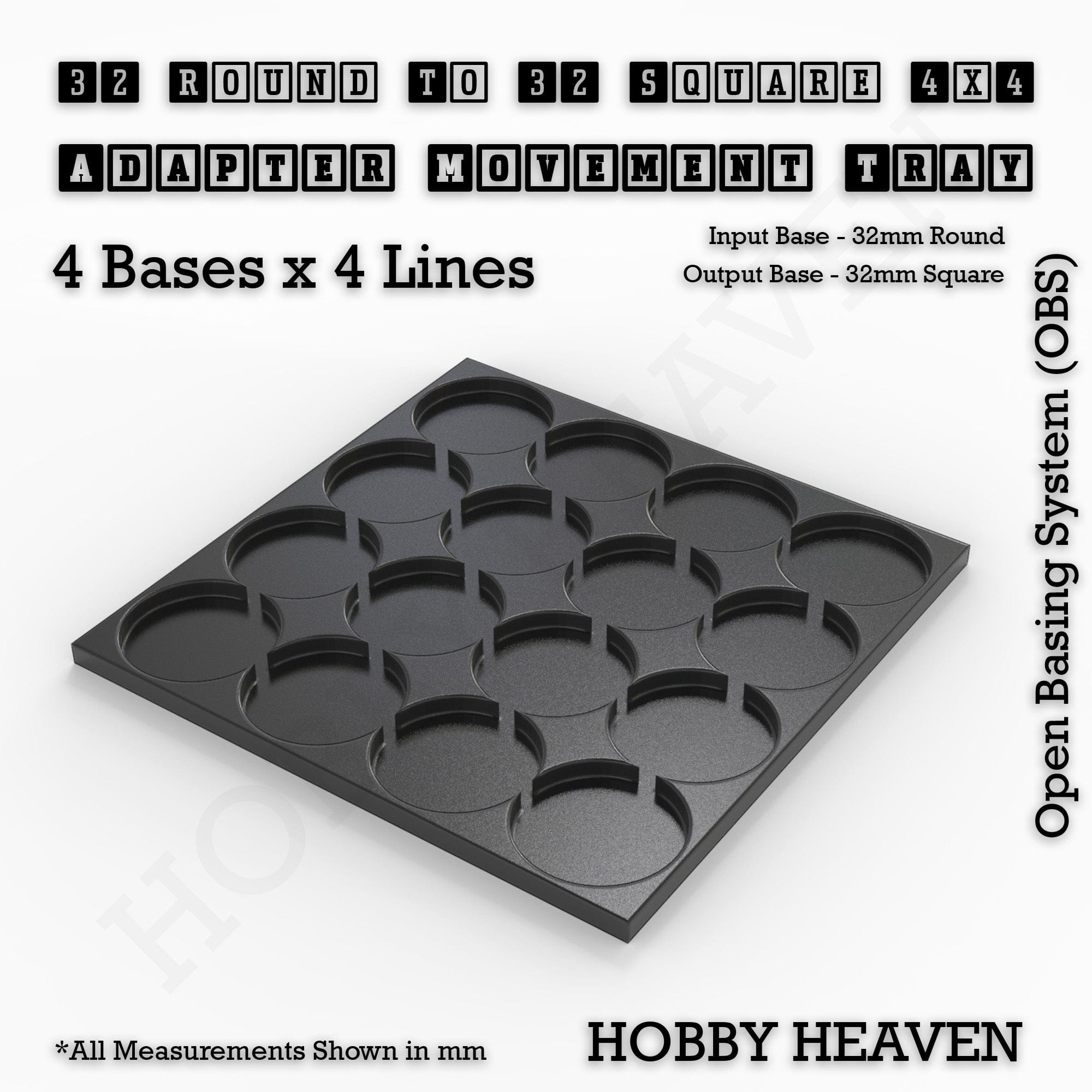 Movement Tray Round to Square Movement Trays Adapters for Tabletop Games