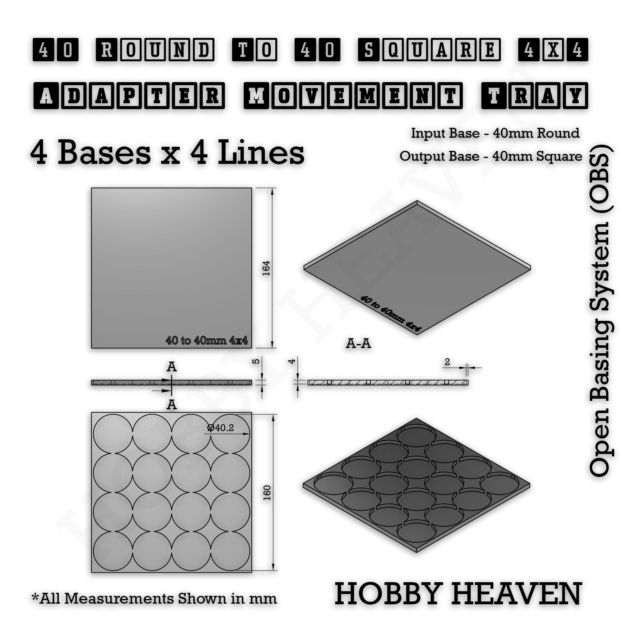 Movement Tray Round to Square Movement Trays Adapters for Tabletop Games