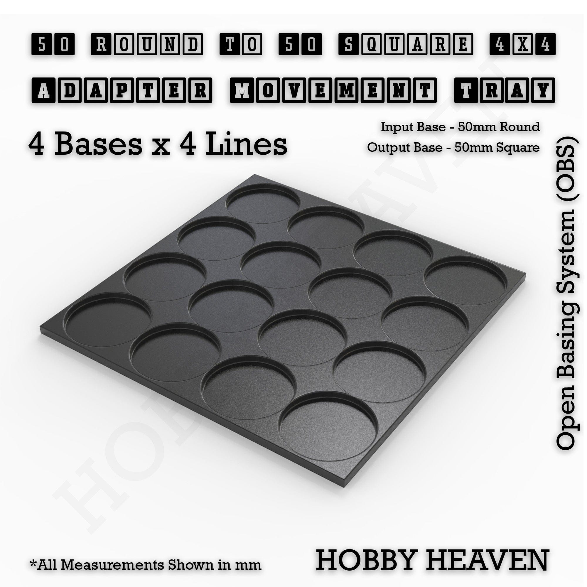 Movement Tray Round to Square Movement Trays Adapters for Tabletop Games