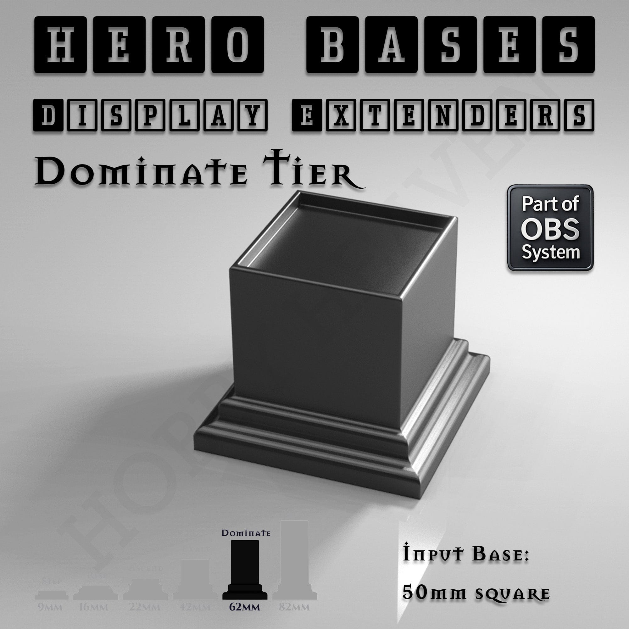 Plastic Bases Hero Bases Display Extenders | Squares and Rectangles | Convert Gaming Bases to Display Bases & Plinths