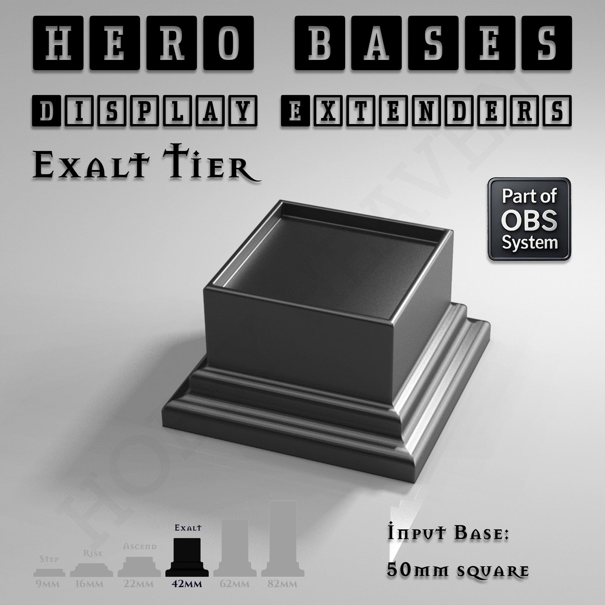 Plastic Bases Hero Bases Display Extenders | Squares and Rectangles | Convert Gaming Bases to Display Bases & Plinths