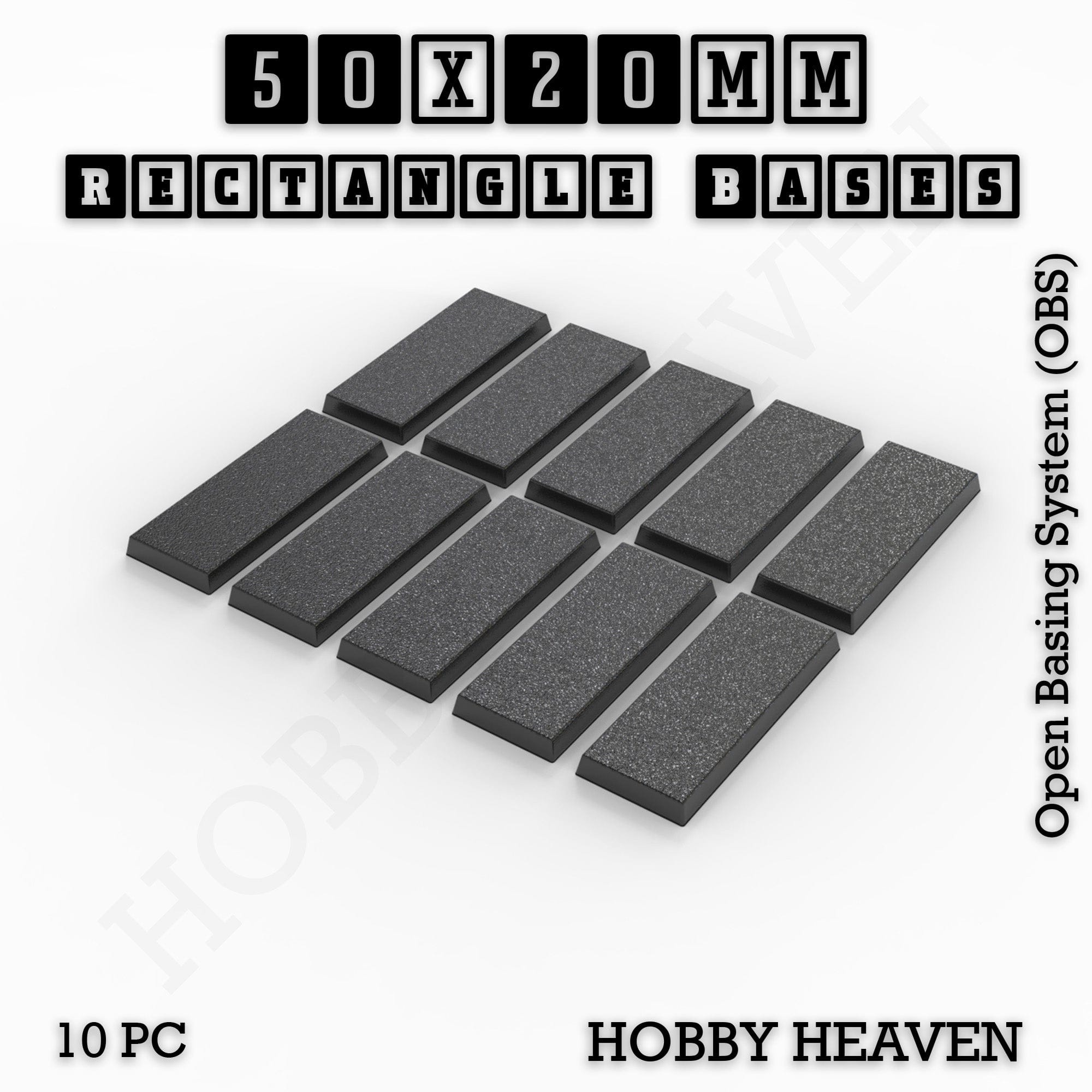Base Rectangle Bases Range Sizes - 75x30mm to 125x40mm Medium Sizes 3d Print Full Range Tabletop Games