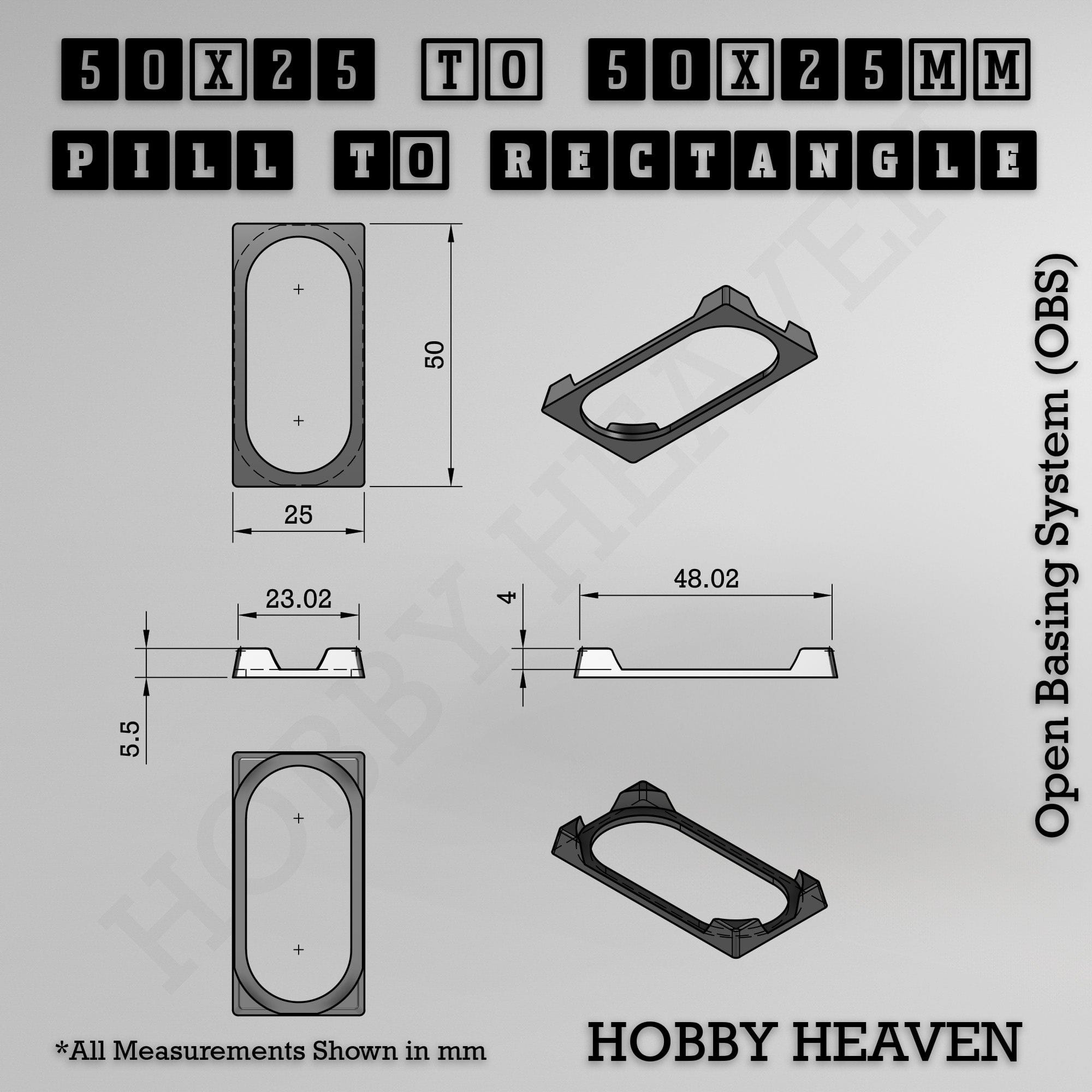 Base Converter Wargaming Oval to Rectangle Base Converters – Tabletop Games | 3D Printed Tabletop Accessories