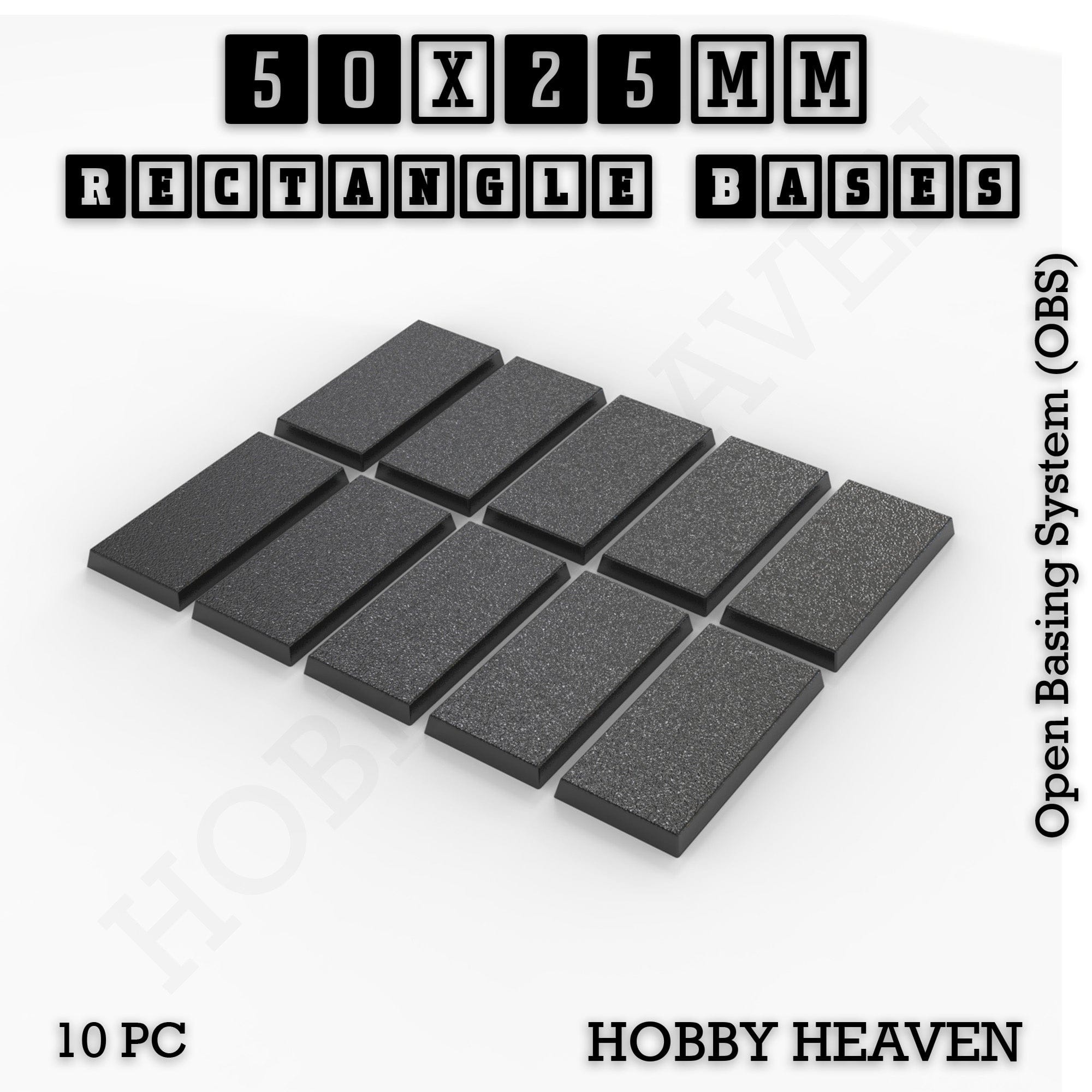 Base Rectangle Bases Range Sizes - 75x30mm to 125x40mm Medium Sizes 3d Print Full Range Tabletop Games