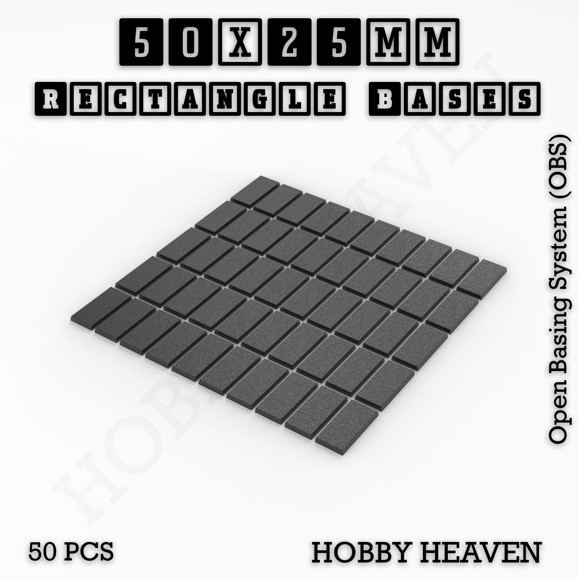 Base Rectangle Bases Range Sizes - 75x30mm to 125x40mm Medium Sizes 3d Print Full Range Tabletop Games
