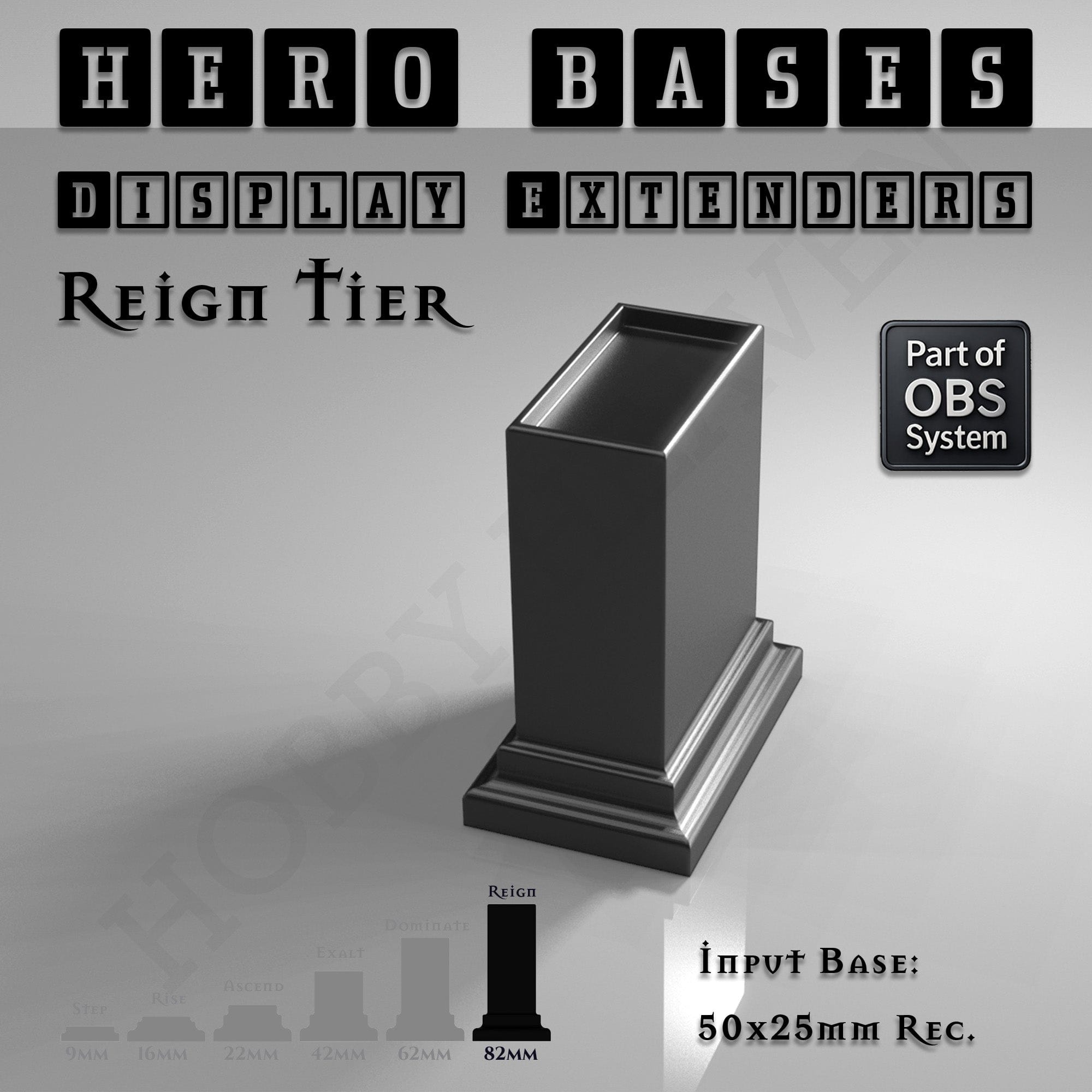 Plastic Bases Hero Bases Display Extenders | Squares and Rectangles | Convert Gaming Bases to Display Bases & Plinths