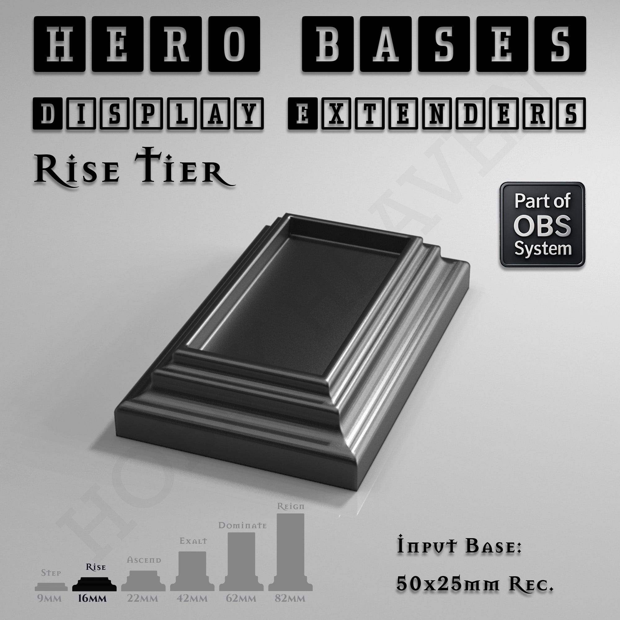 Plastic Bases Hero Bases Display Extenders | Squares and Rectangles | Convert Gaming Bases to Display Bases & Plinths