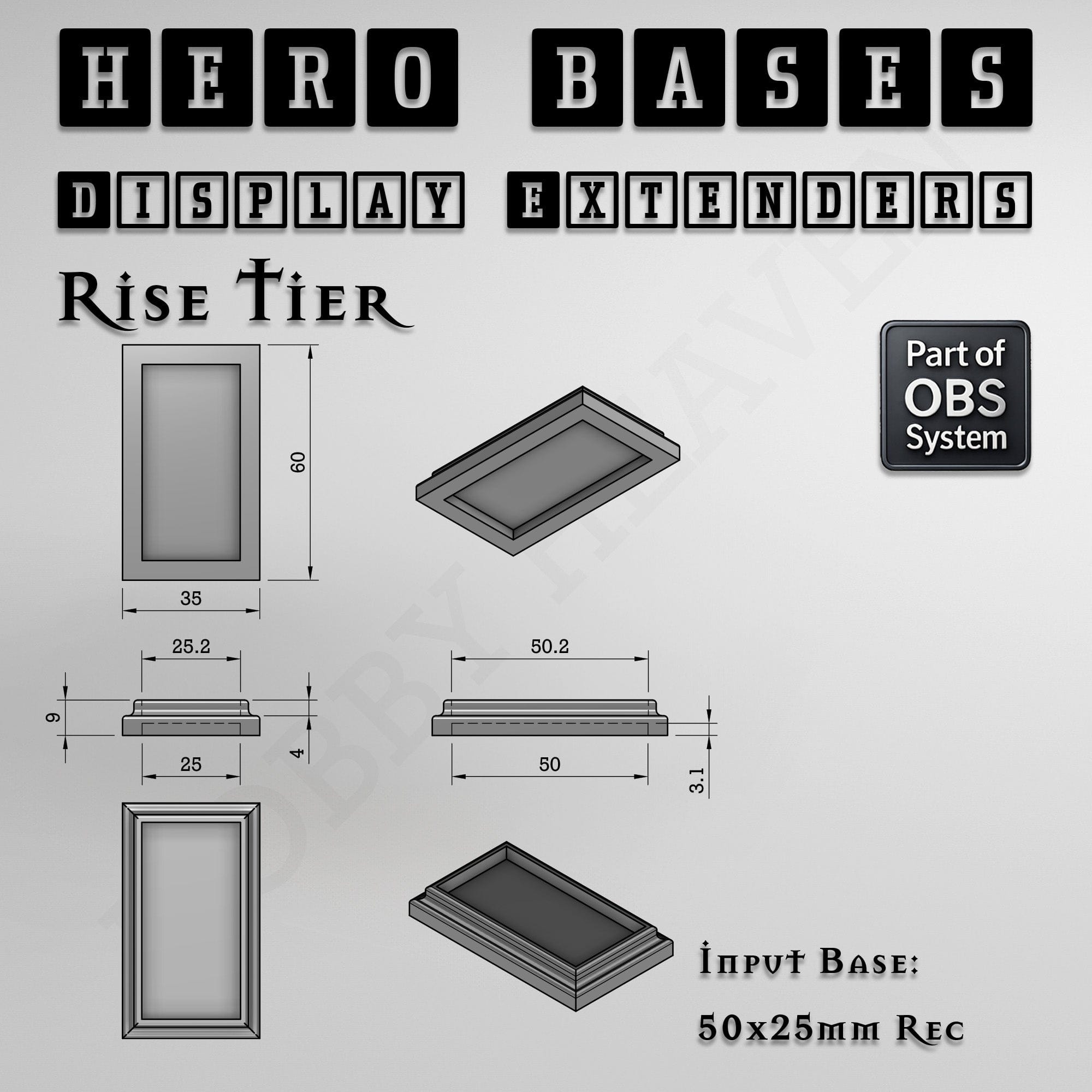 Plastic Bases Hero Bases Display Extenders | Squares and Rectangles | Convert Gaming Bases to Display Bases & Plinths