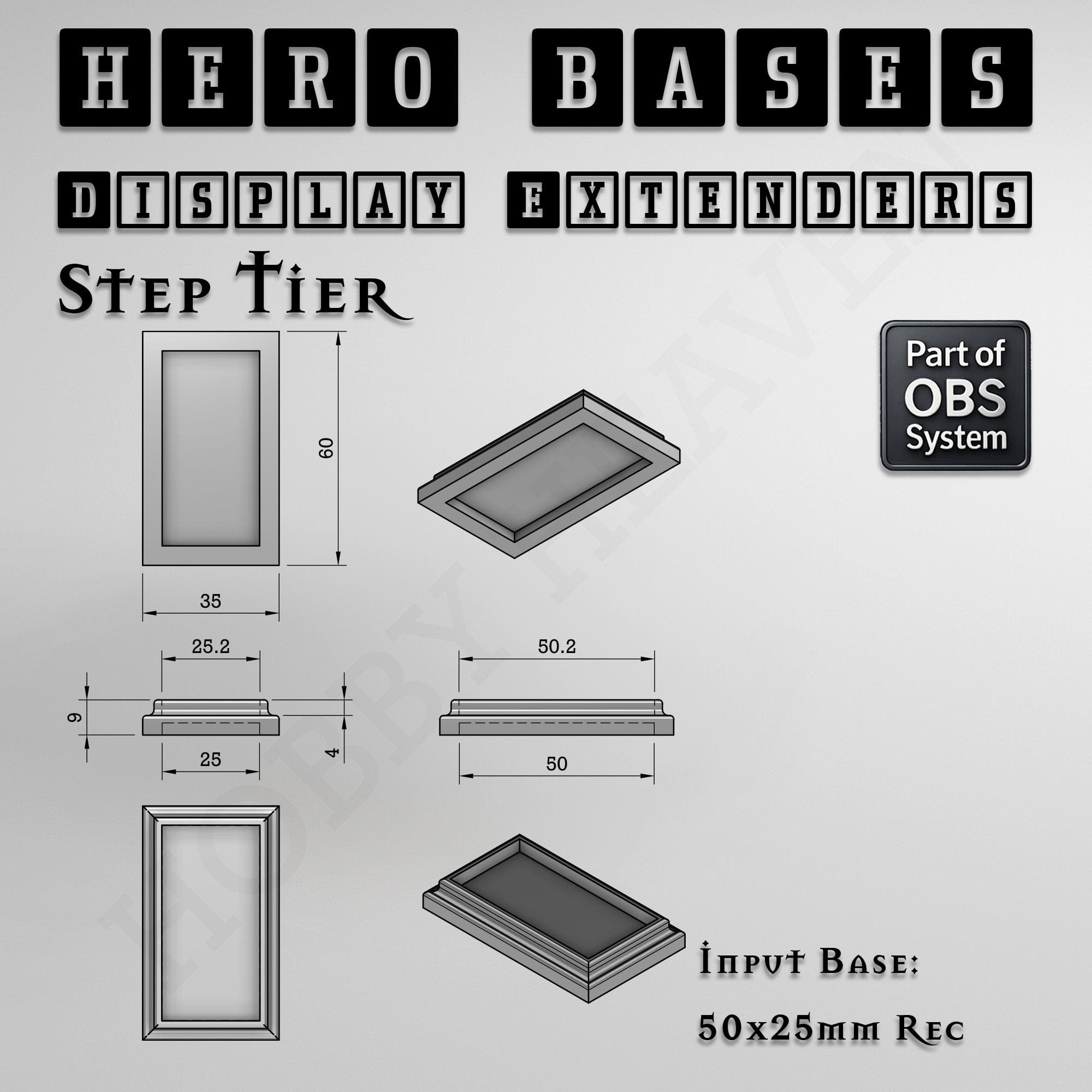 Plastic Bases Hero Bases Display Extenders | Squares and Rectangles | Convert Gaming Bases to Display Bases & Plinths