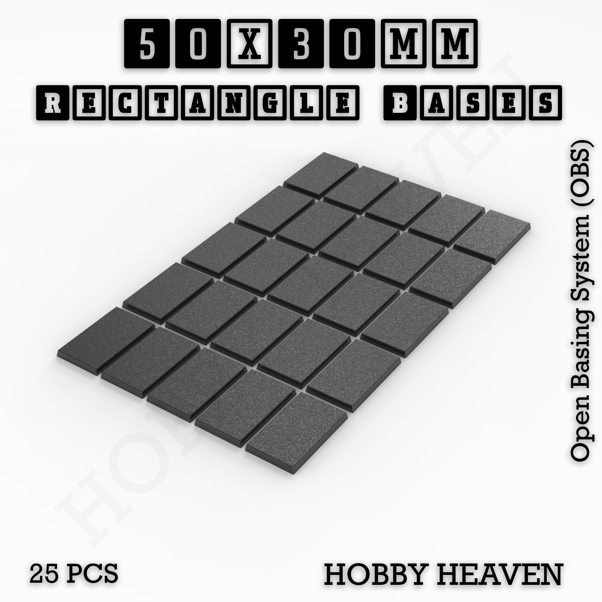 Base Rectangle Bases Range Sizes - 75x30mm to 125x40mm Medium Sizes 3d Print Full Range Tabletop Games