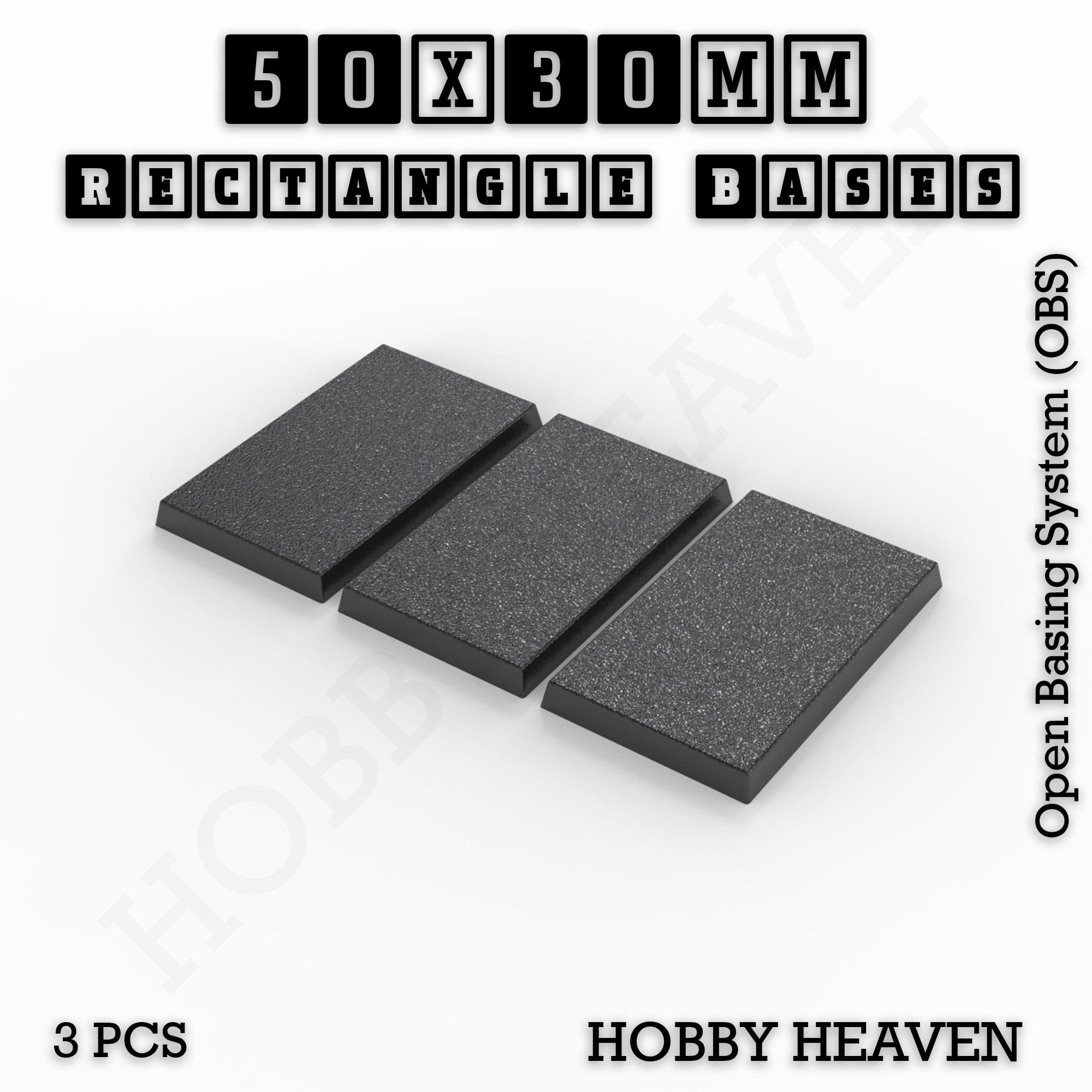 Base Rectangle Bases Range Sizes - 75x30mm to 125x40mm Medium Sizes 3d Print Full Range Tabletop Games